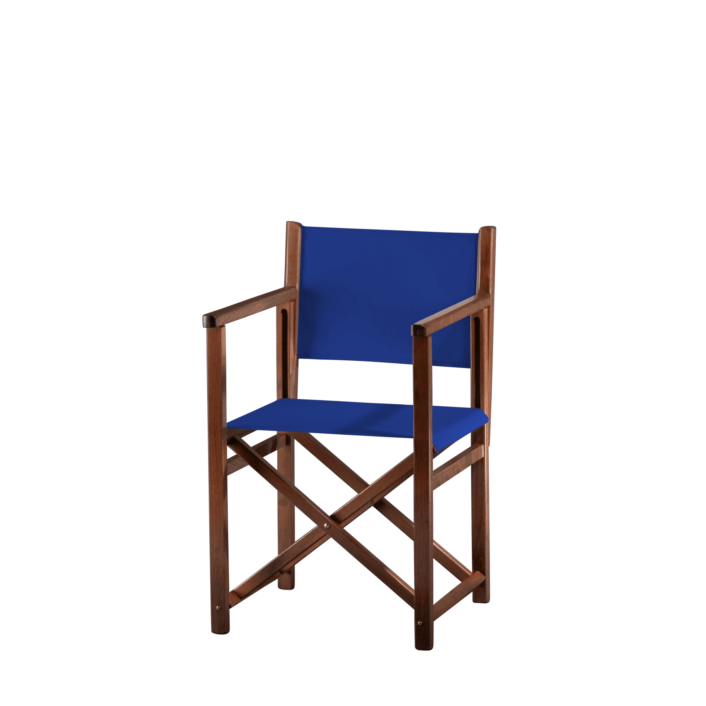 Regiestuhl Pedro aus braunem Buchenholz mit dunkelblauem Bezug, Seitenansicht
#Swing | Set (Farbe)_dunkelblau