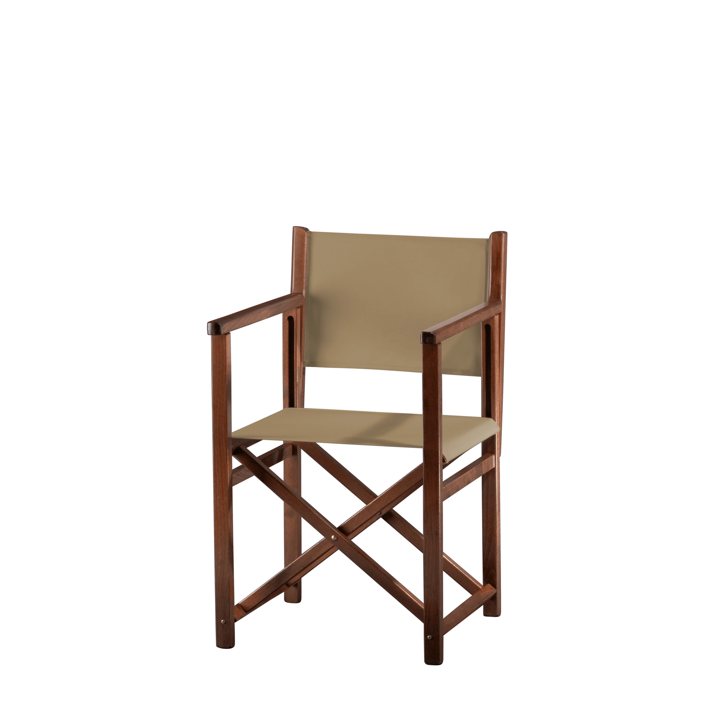 Regiestuhl Pedro aus braunem Buchenholz mit Bezug in grau-beige, Seitenansicht
#Swing | Set (Farbe)_grau-beige