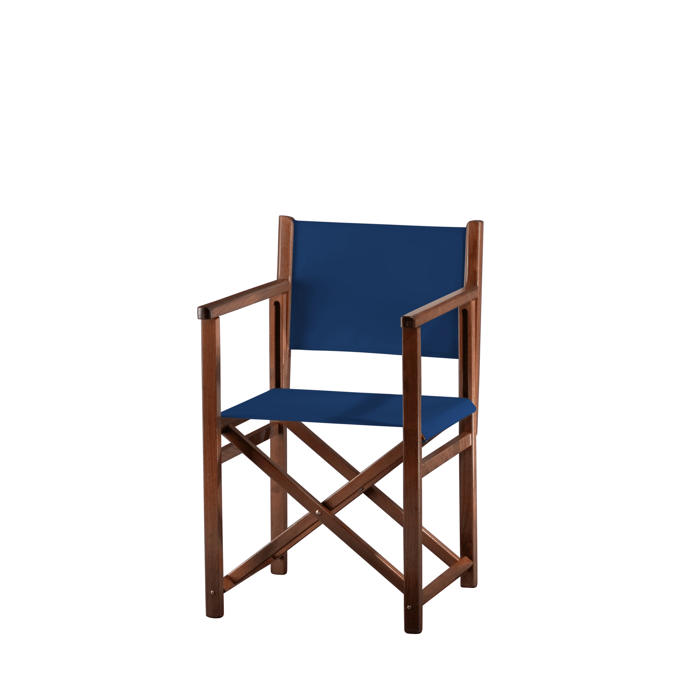 Regiestuhl Pedro aus braunem Buchenholz mit Bezug in marine, Seitenansicht
#Swing | Set (Farbe)_marine