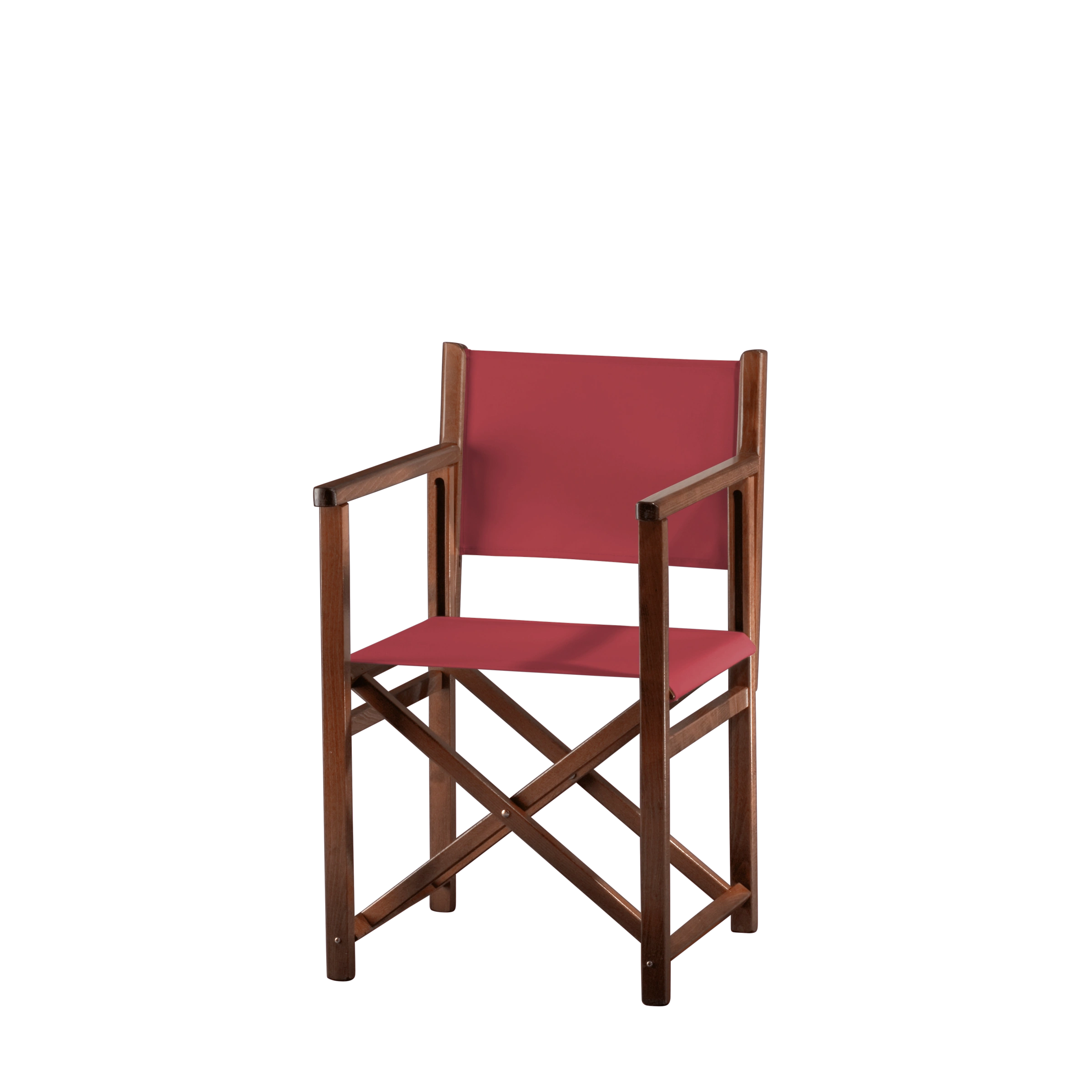 Regiestuhl Pedro aus braunem Buchenholz mit rotem Bezug, Seitenansicht
#Swing | Set (Farbe)_rot