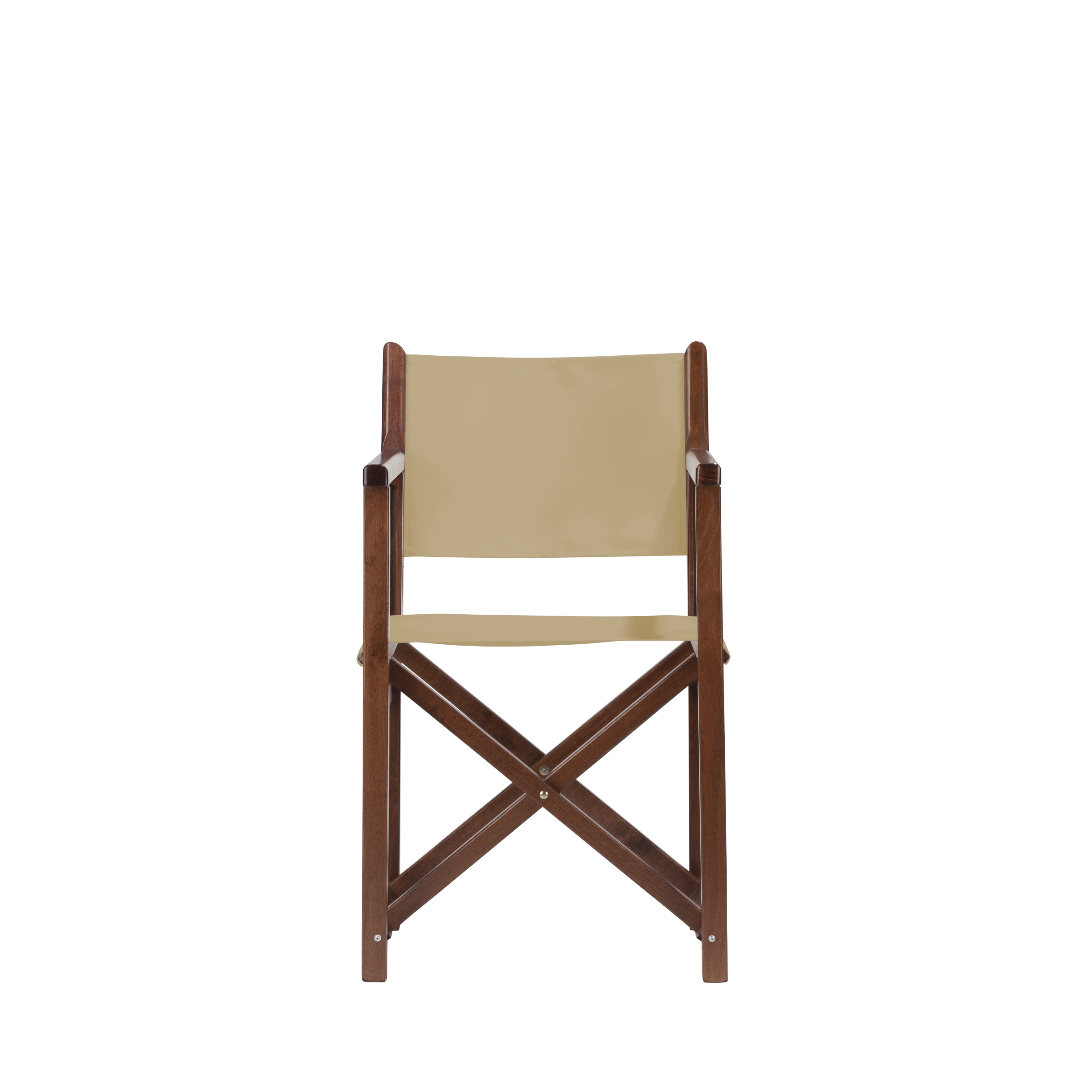 Regiestuhl Pedro aus braunem Buchenholz mit Bezug in beige, Frontalansicht
#Swing | Set (Farbe)_beige
