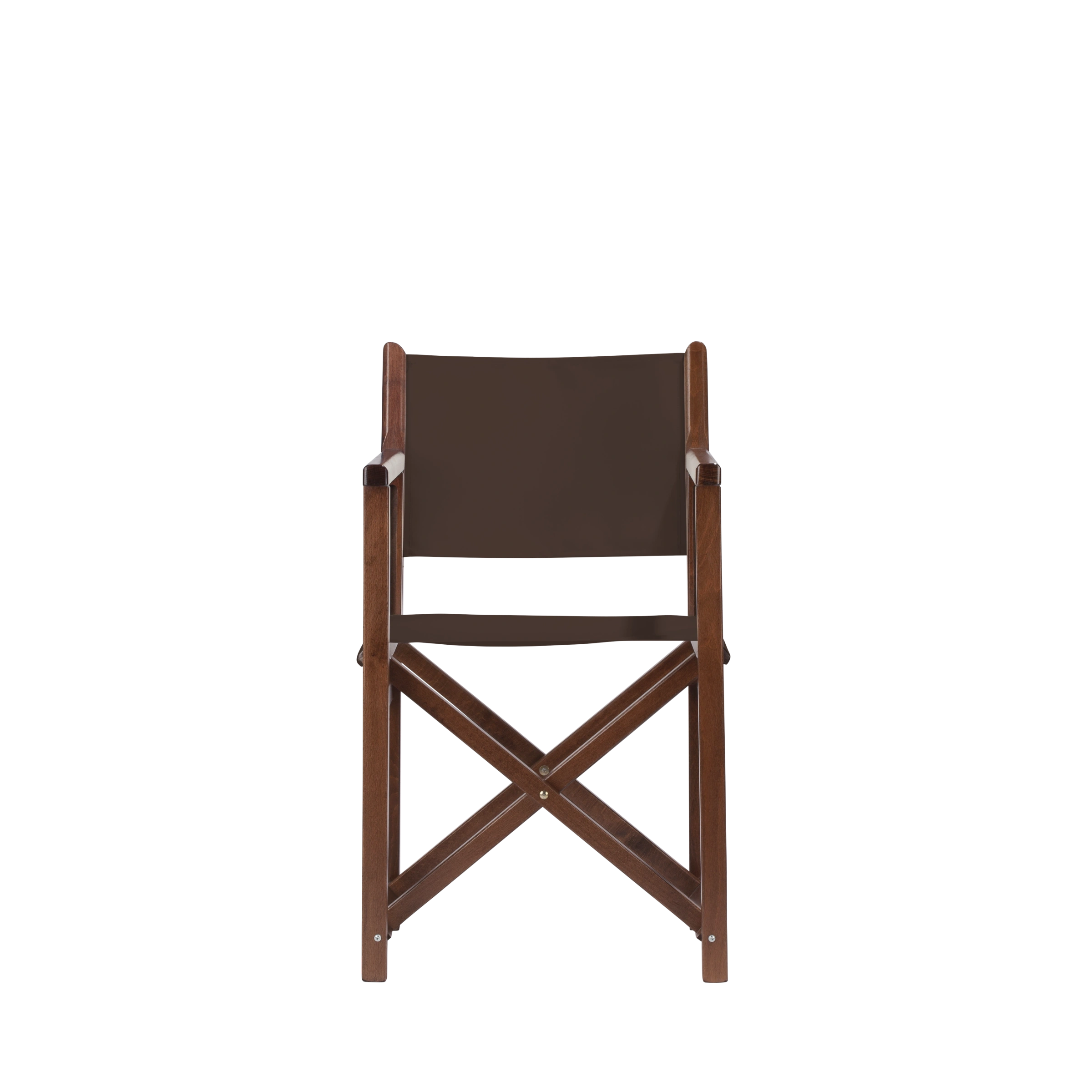 Regiestuhl Pedro aus braunem Buchenholz mit Bezug in caffé, Frontalansicht
#Swing | Set (Farbe)_caffé