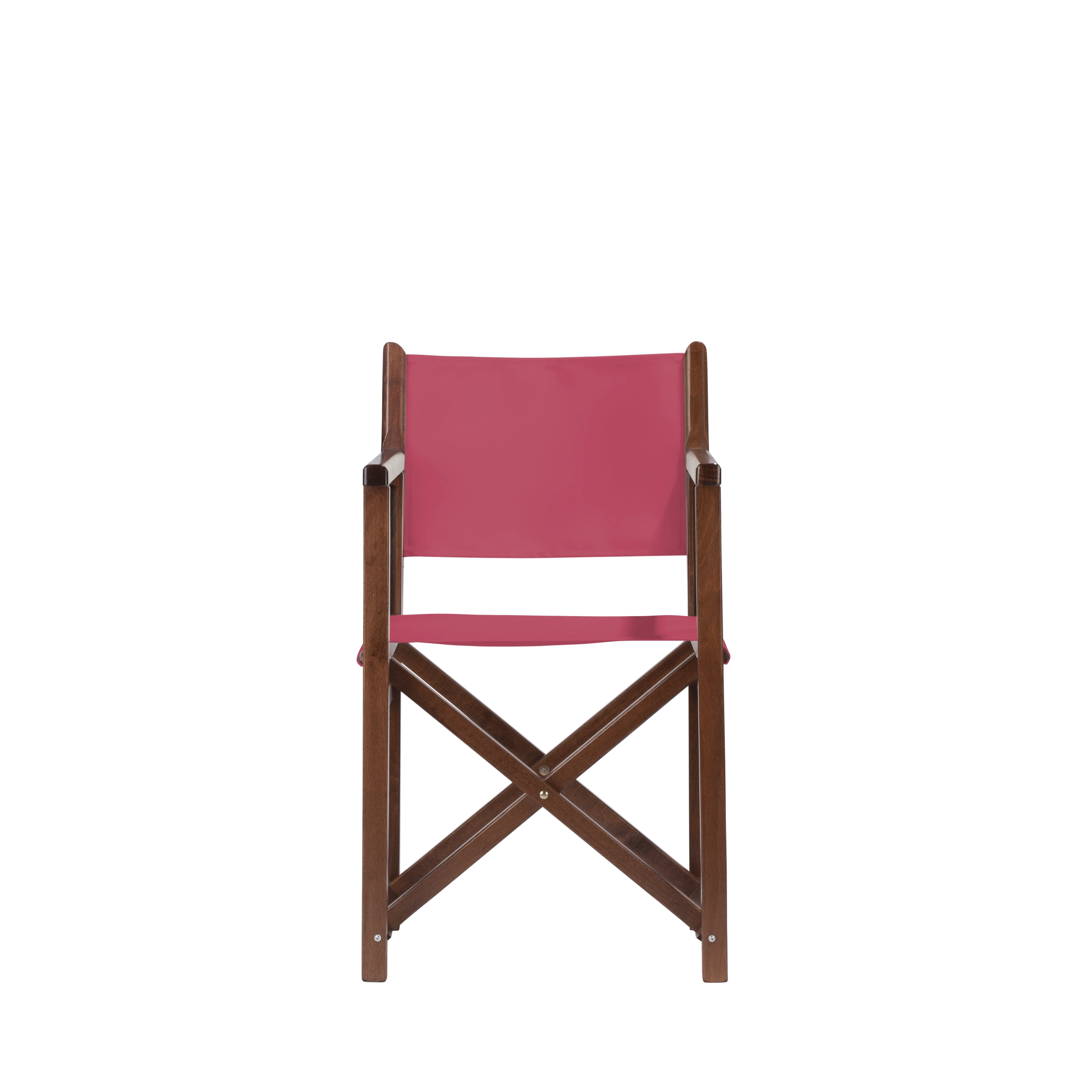 Regiestuhl Pedro aus braunem Buchenholz mit Bezug in fuchsia, Frontalansicht
#Swing | Set (Farbe)_fuchsia