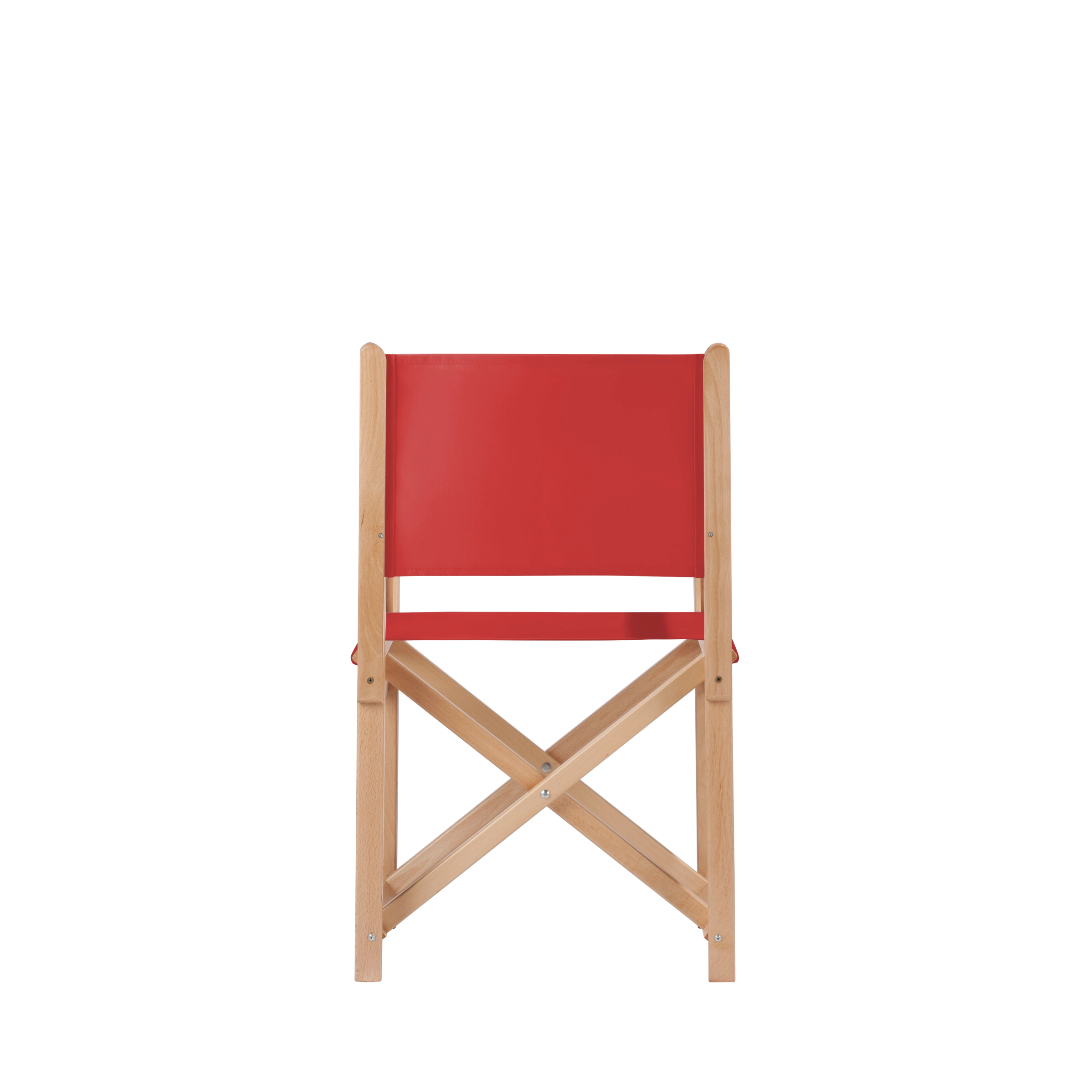 Regiestuhl Pedro aus naturfarbenem Buchenholz mit Bezug in rivarot, Rückansicht
#Swing | Set (Farbe)_rivarot