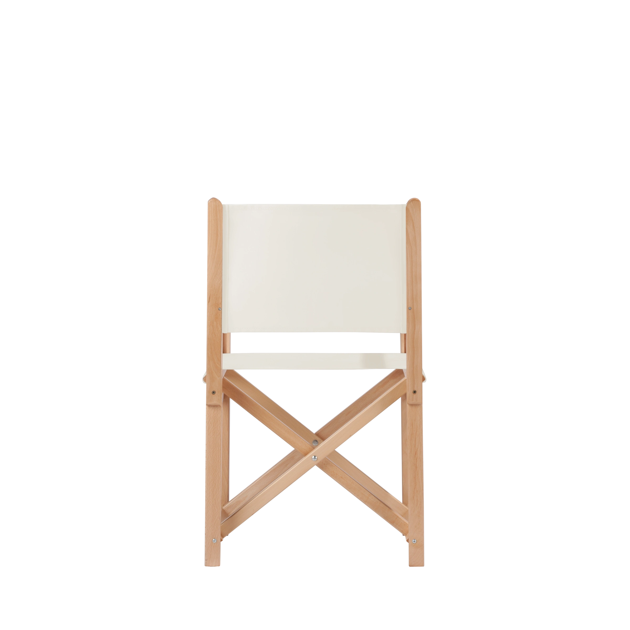 Regiestuhl Pedro aus naturfarbenem Buchenholz mit weißem Bezug, Rückansicht
#Swing | Set (Farbe)_weiß