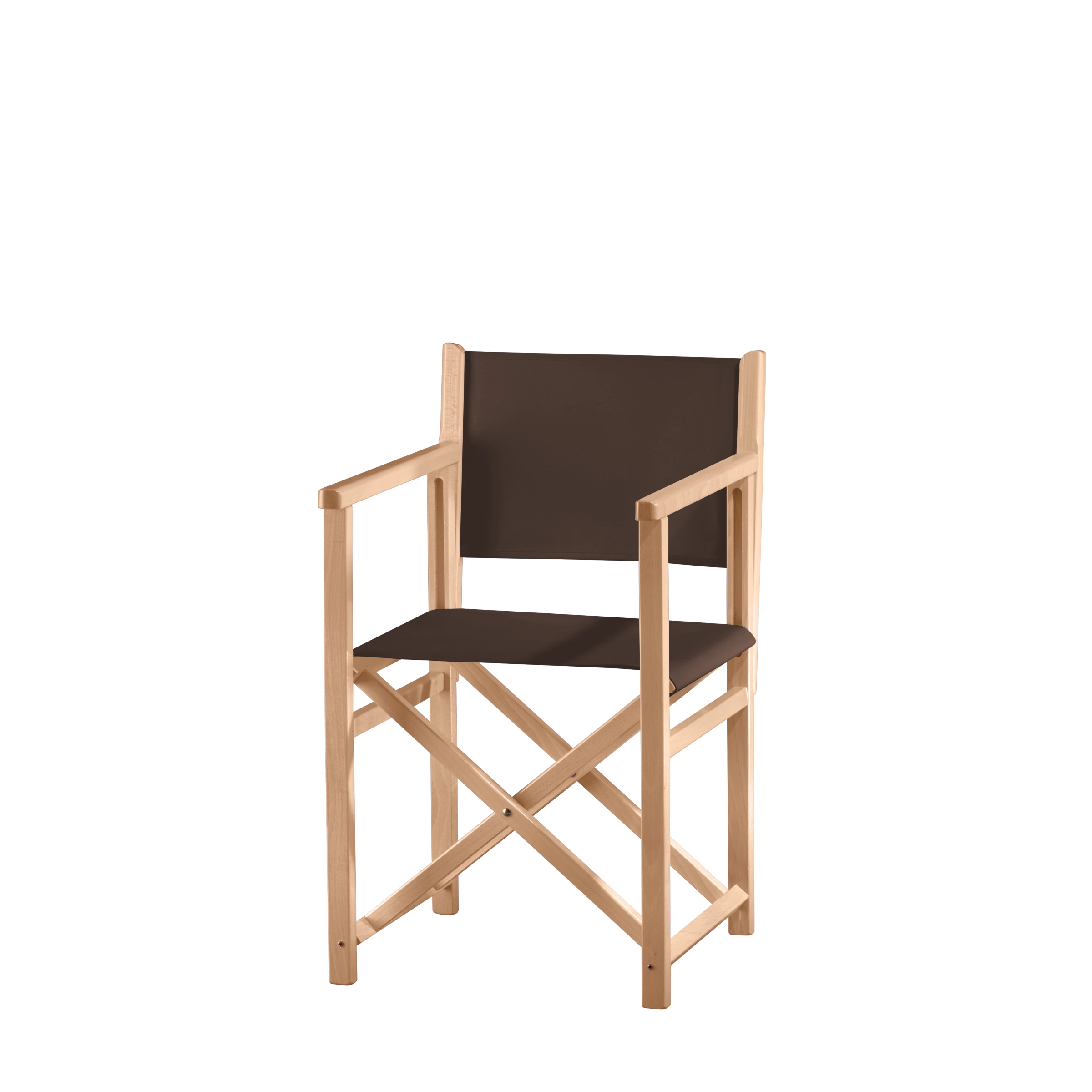 Regiestuhl Pedro aus naturfarbenem Buchenholz mit Bezug in caffé, Seitenansicht
#Swing | Set (Farbe)_caffé