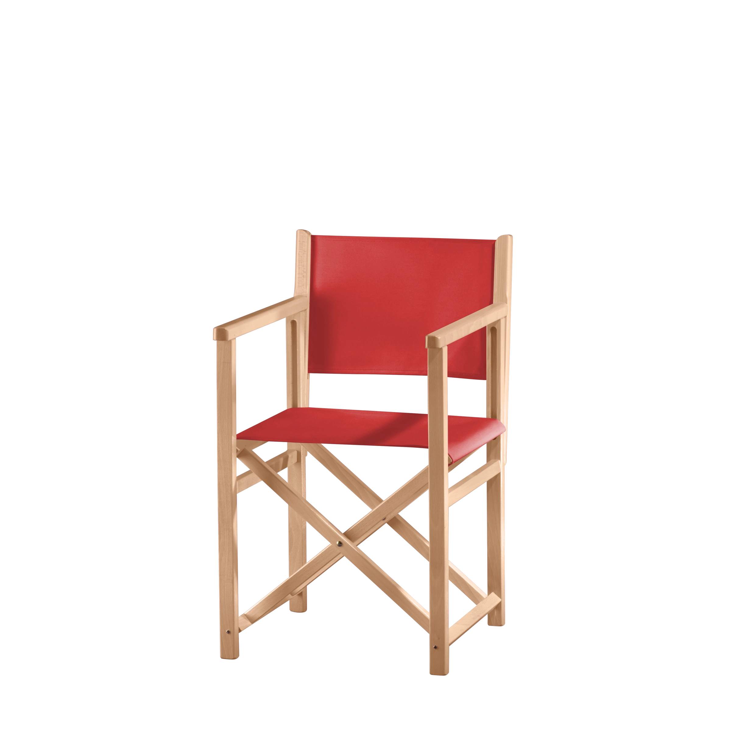 Regiestuhl Pedro aus naturfarbenem Buchenholz mit Bezug in rivarot, Seitenansicht
#Swing | Set (Farbe)_rivarot