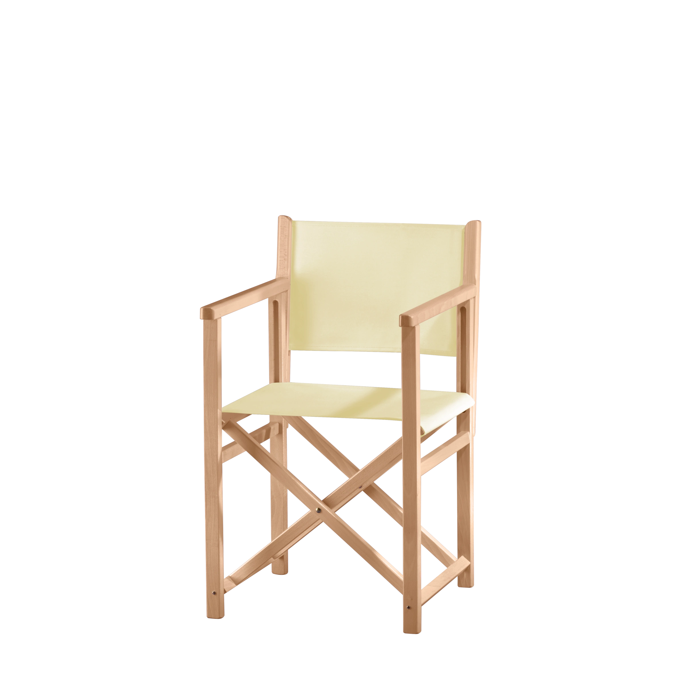 Regiestuhl Pedro aus naturfarbenem Buchenholz mit Bezug in vanille, Seitenansicht
#Swing | Set (Farbe)_vanille