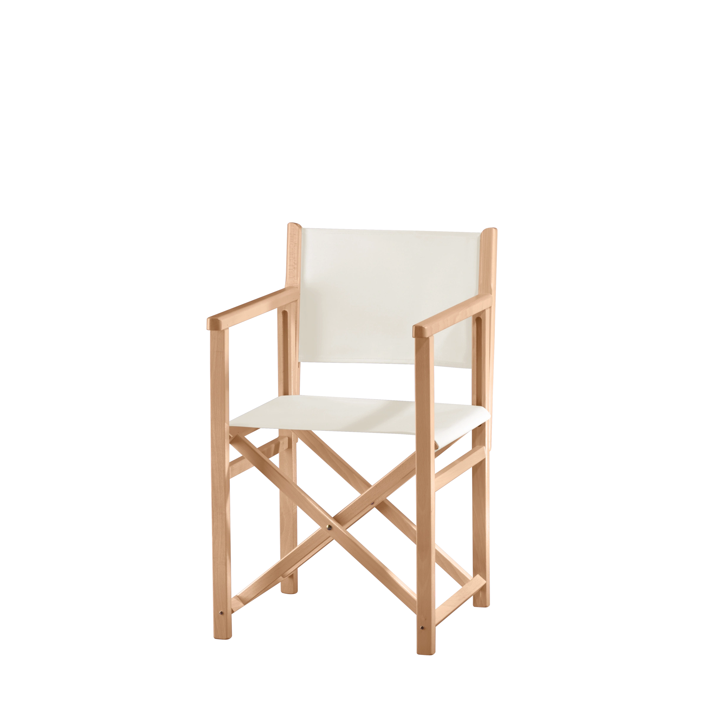 Regiestuhl Pedro aus naturfarbenem Buchenholz mit weißem Bezug, Seitenansicht
#Swing | Set (Farbe)_weiß