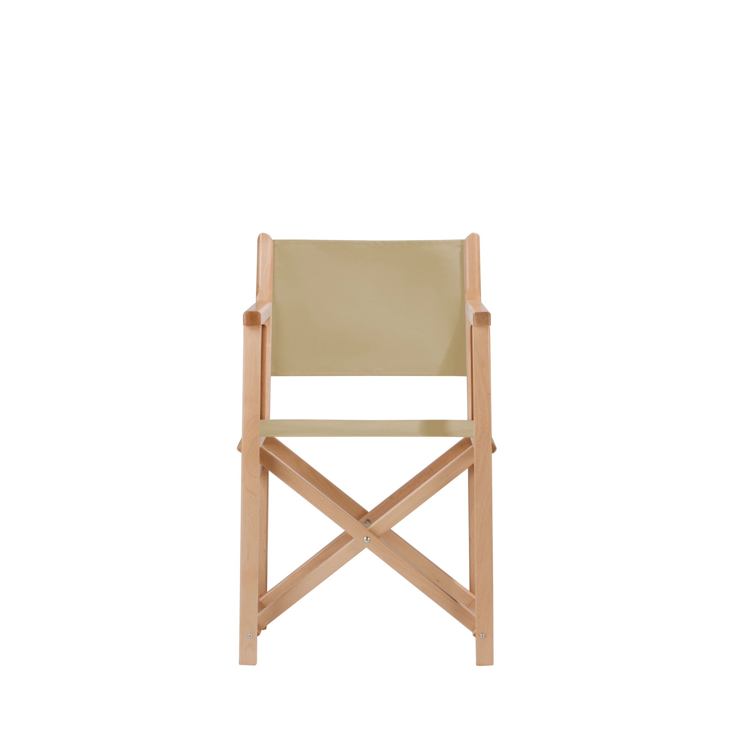 Regiestuhl Pedro aus naturfarbenem Buchenholz mit Bezug in beige, Frontalansicht
#Swing | Set (Farbe)_beige