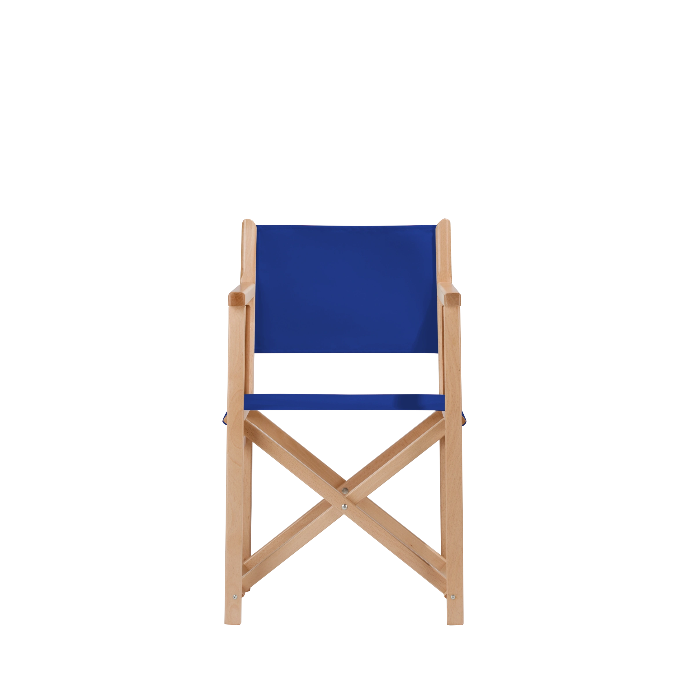 Regiestuhl Pedro aus naturfarbenem Buchenholz mit dunkelblauem Bezug, Frontalansicht
#Swing | Set (Farbe)_dunkelblau