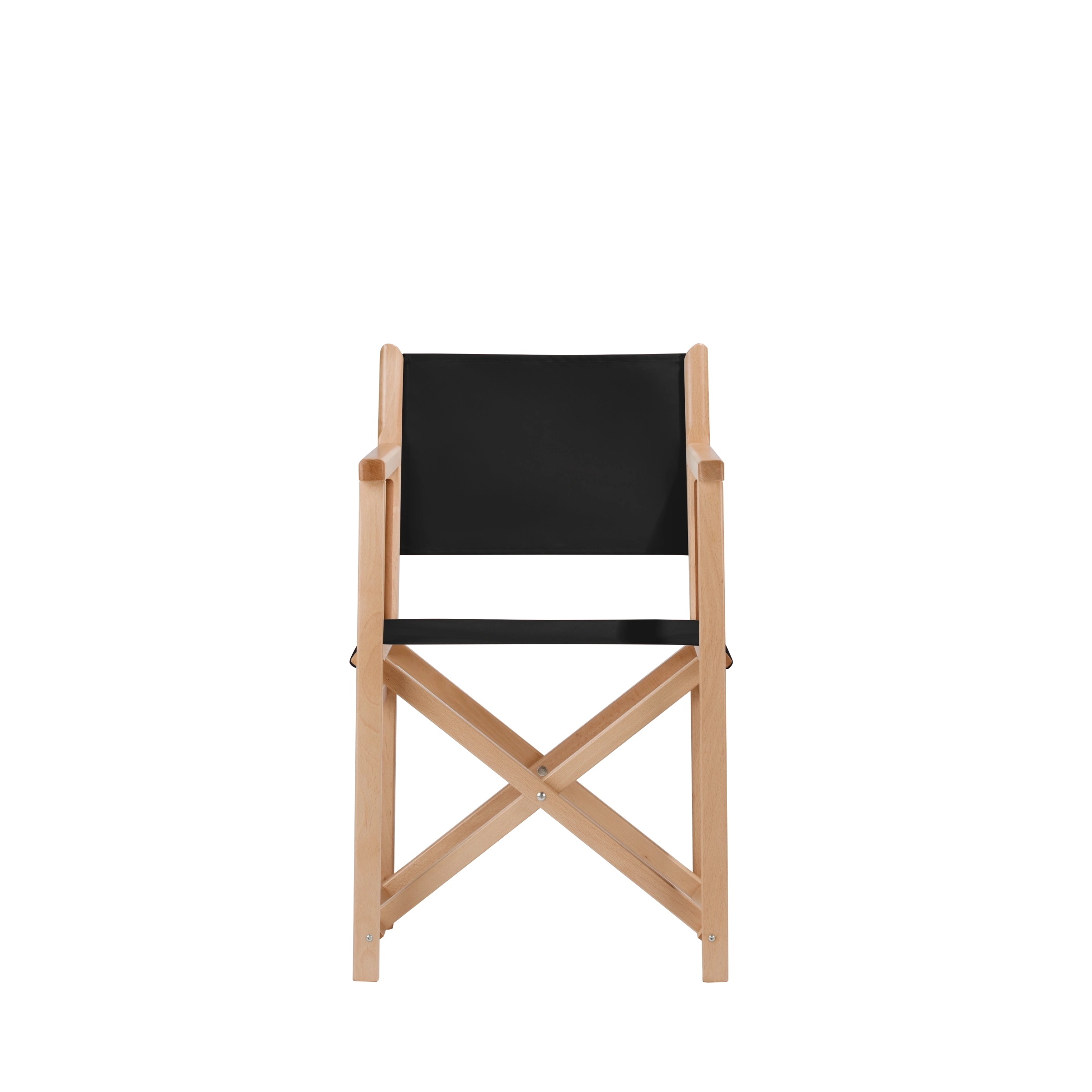 Regiestuhl Pedro aus naturfarbenem Buchenholz mit schwarzem Bezug, Frontalansicht
#Swing | Set (Farbe)_schwarz