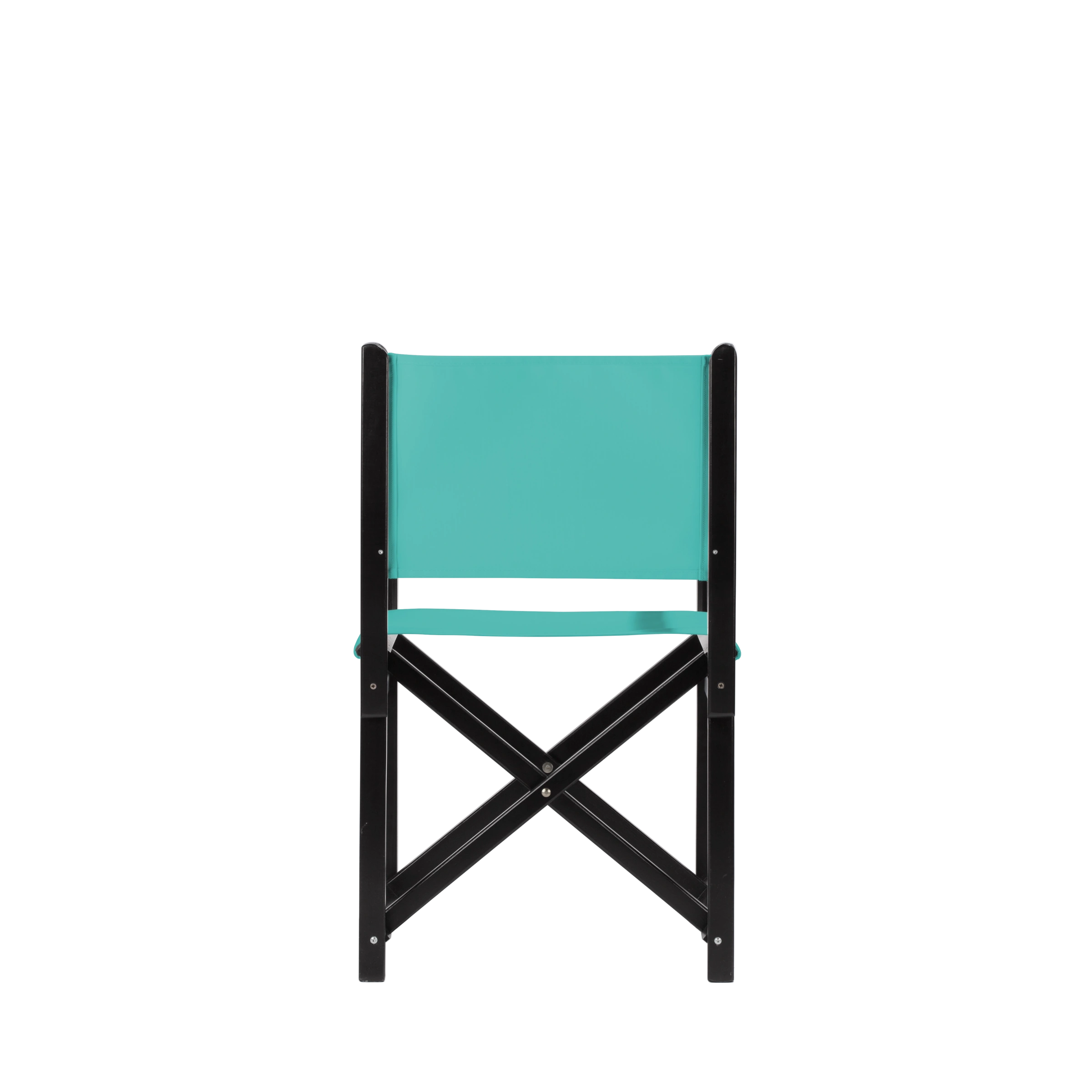 Regiestuhl Pedro aus schwarzem Buchenholz mit türkisem Bezug, Rückansicht
#Swing | Set (Farbe)_türkis