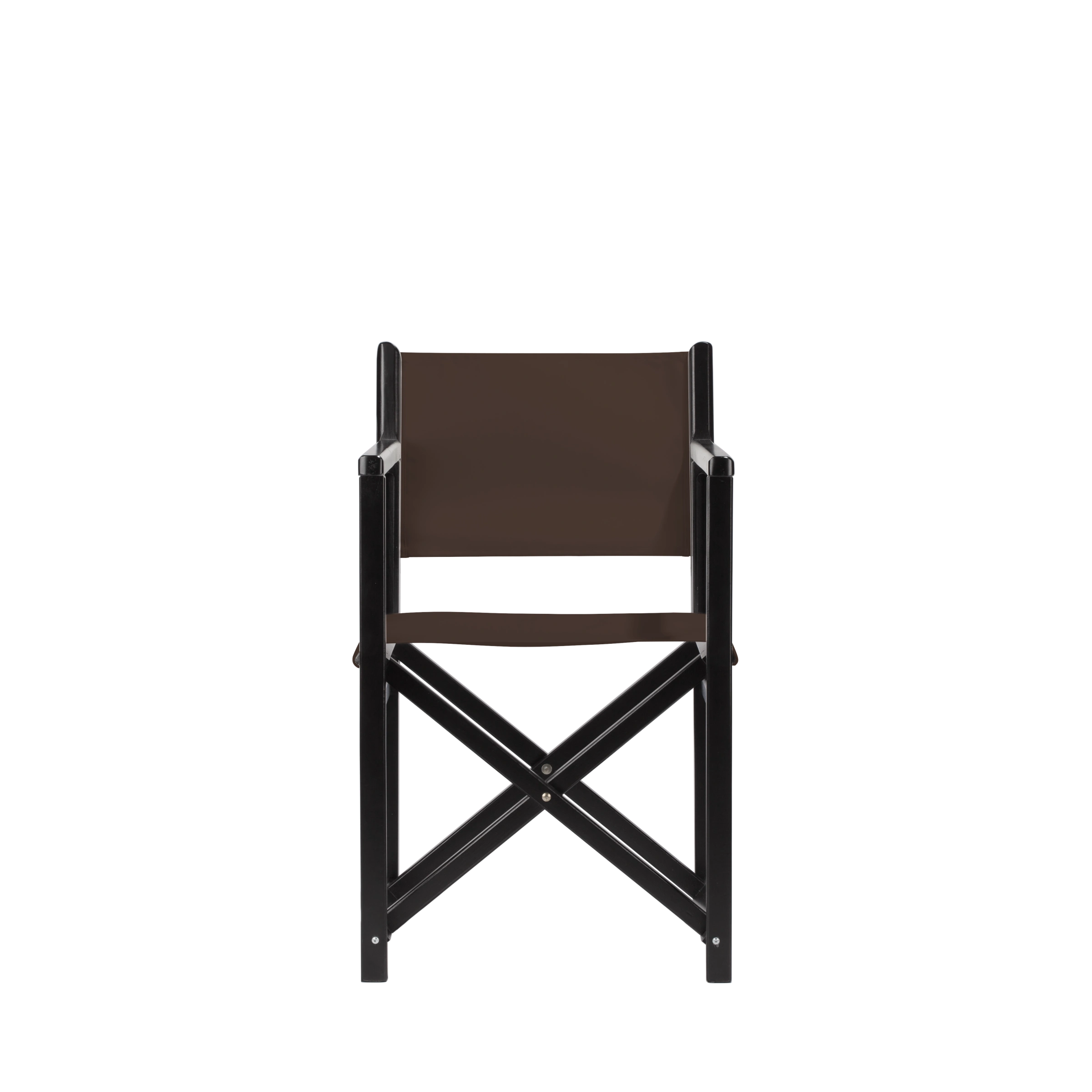 Regiestuhl Pedro aus schwarzem Buchenholz mit Bezug in caffé, Frontalansicht
#Swing | Set (Farbe)_caffé