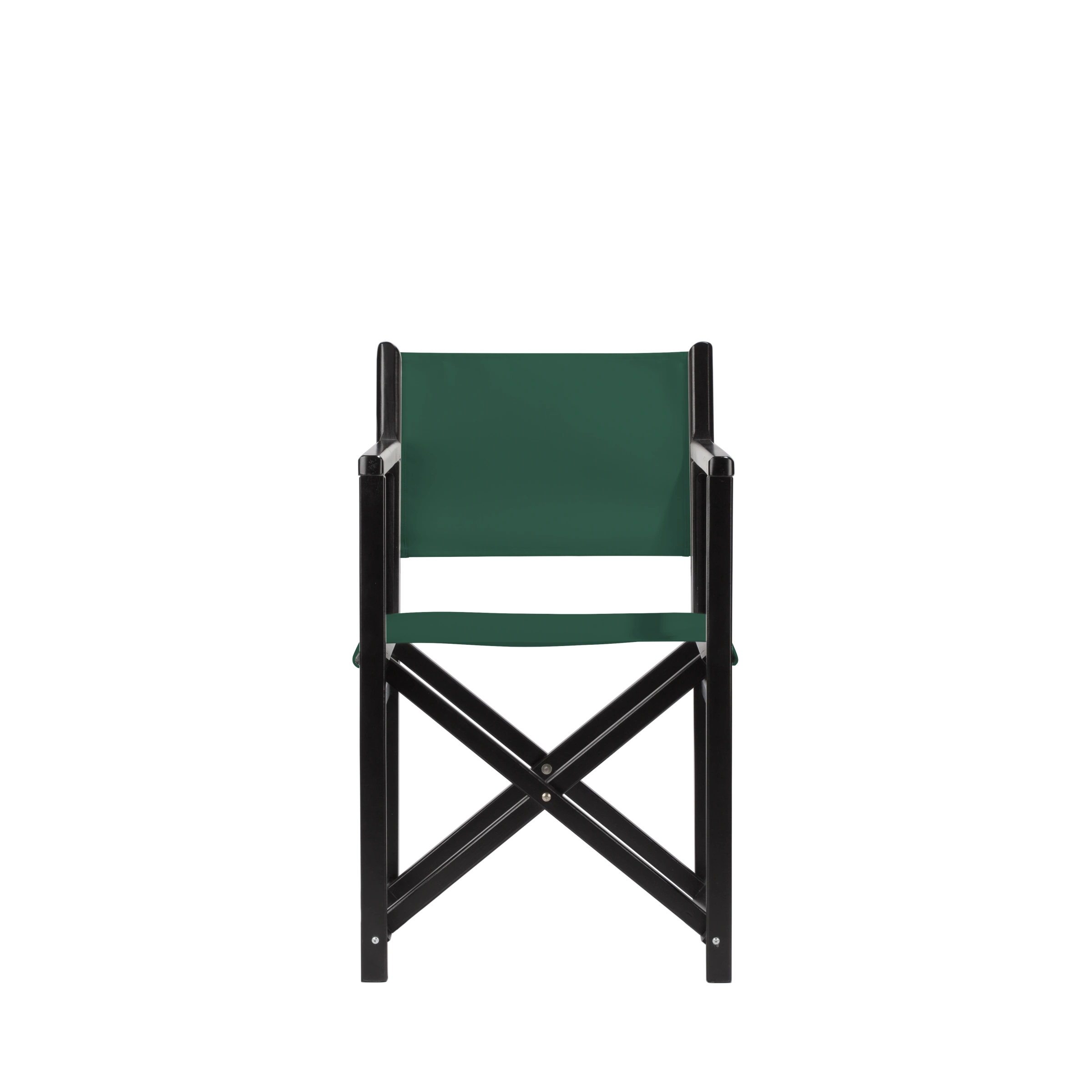 Regiestuhl Pedro aus schwarzem Buchenholz mit dunkelgrünem Bezug, Frontalansicht
#Swing | Set (Farbe)_dunkelgrün
