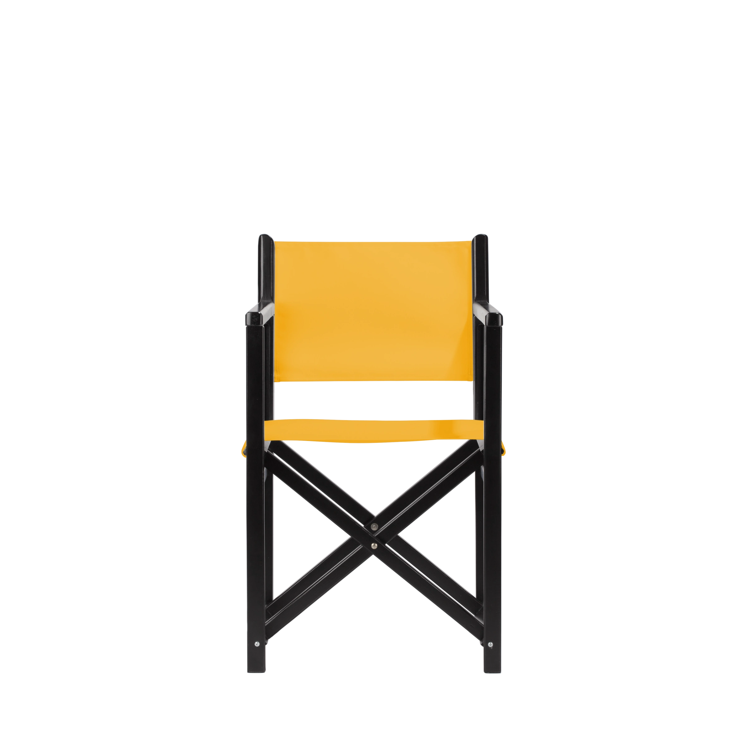 Regiestuhl Pedro aus schwarzem Buchenholz mit gelbem Bezug, Frontalansicht
#Swing | Set (Farbe)_gelb