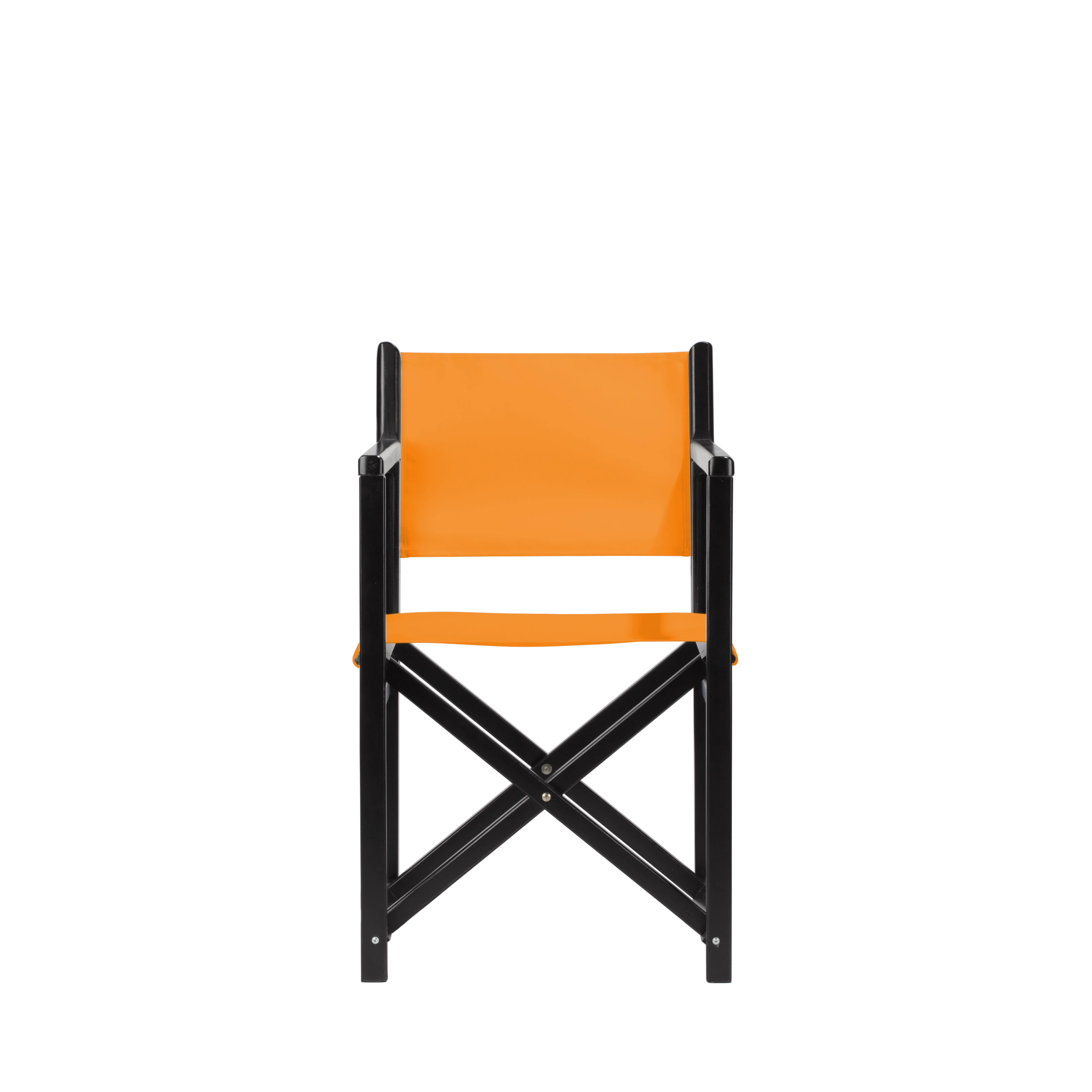 Regiestuhl Pedro aus schwarzem Buchenholz mit Bezug in mandarine, Frontalansicht
#Swing | Set (Farbe)_mandarine