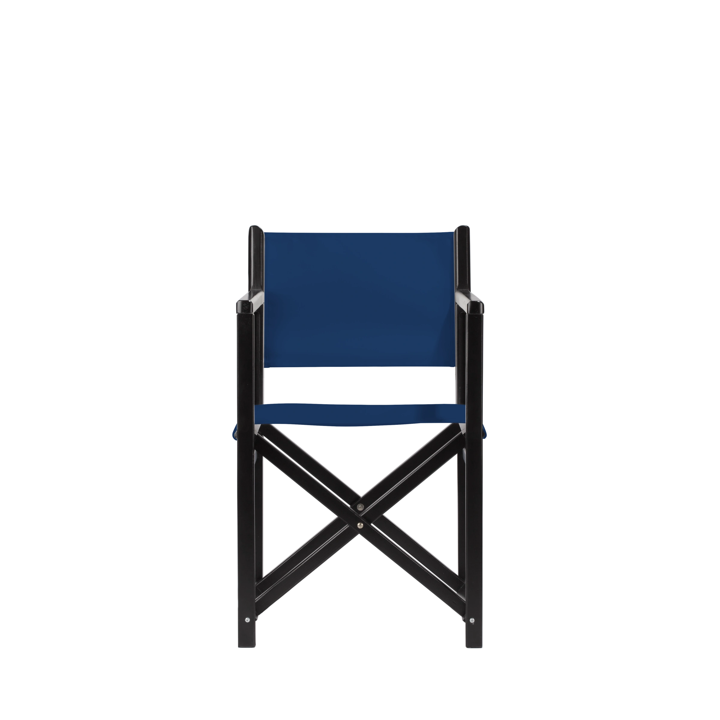 Regiestuhl Pedro aus schwarzem Buchenholz mit Bezug in marine, Frontalansicht
#Swing | Set (Farbe)_marine