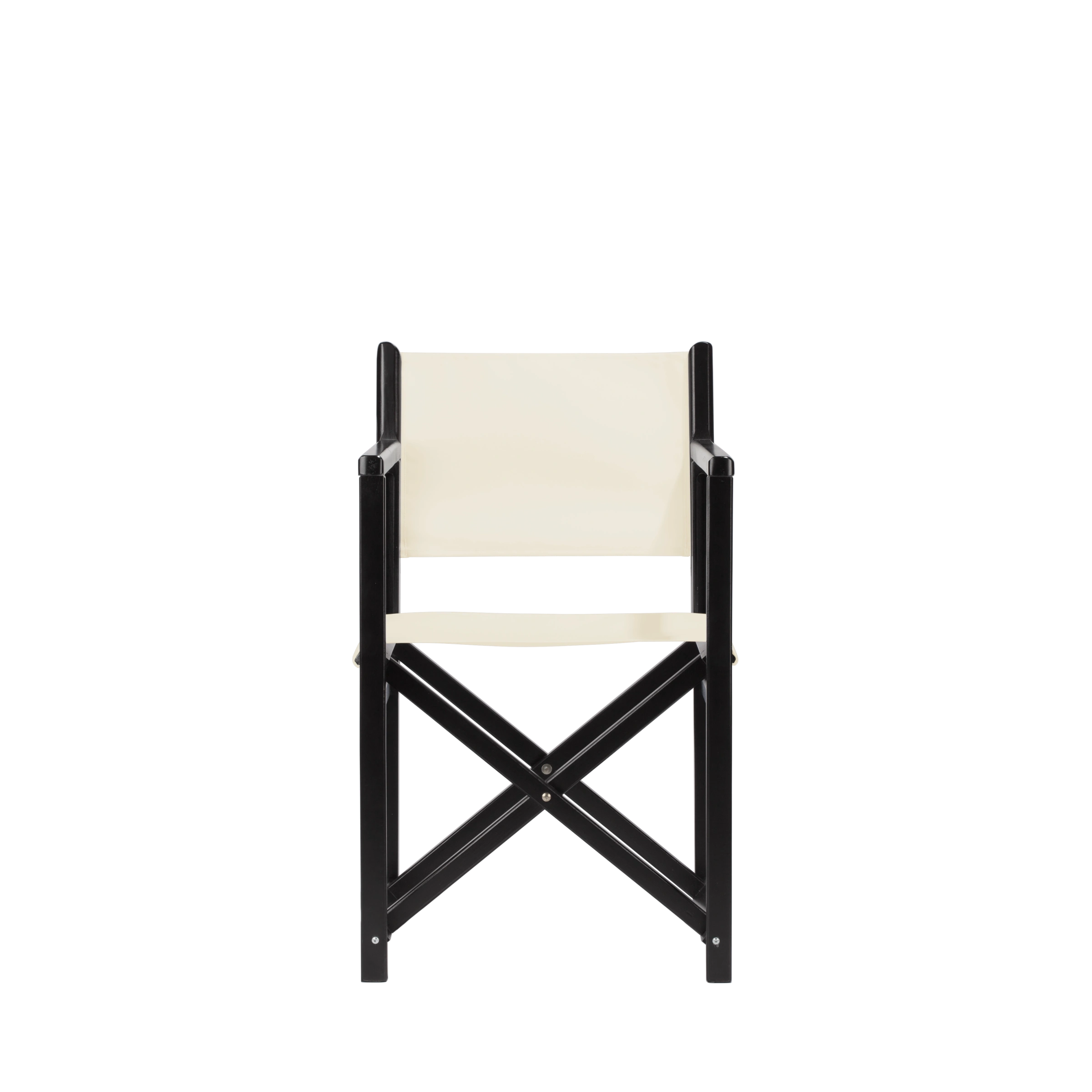 Regiestuhl Pedro aus schwarzem Buchenholz mit naturfarbenem Bezug, Frontalansicht
#Swing | Set (Farbe)_natur