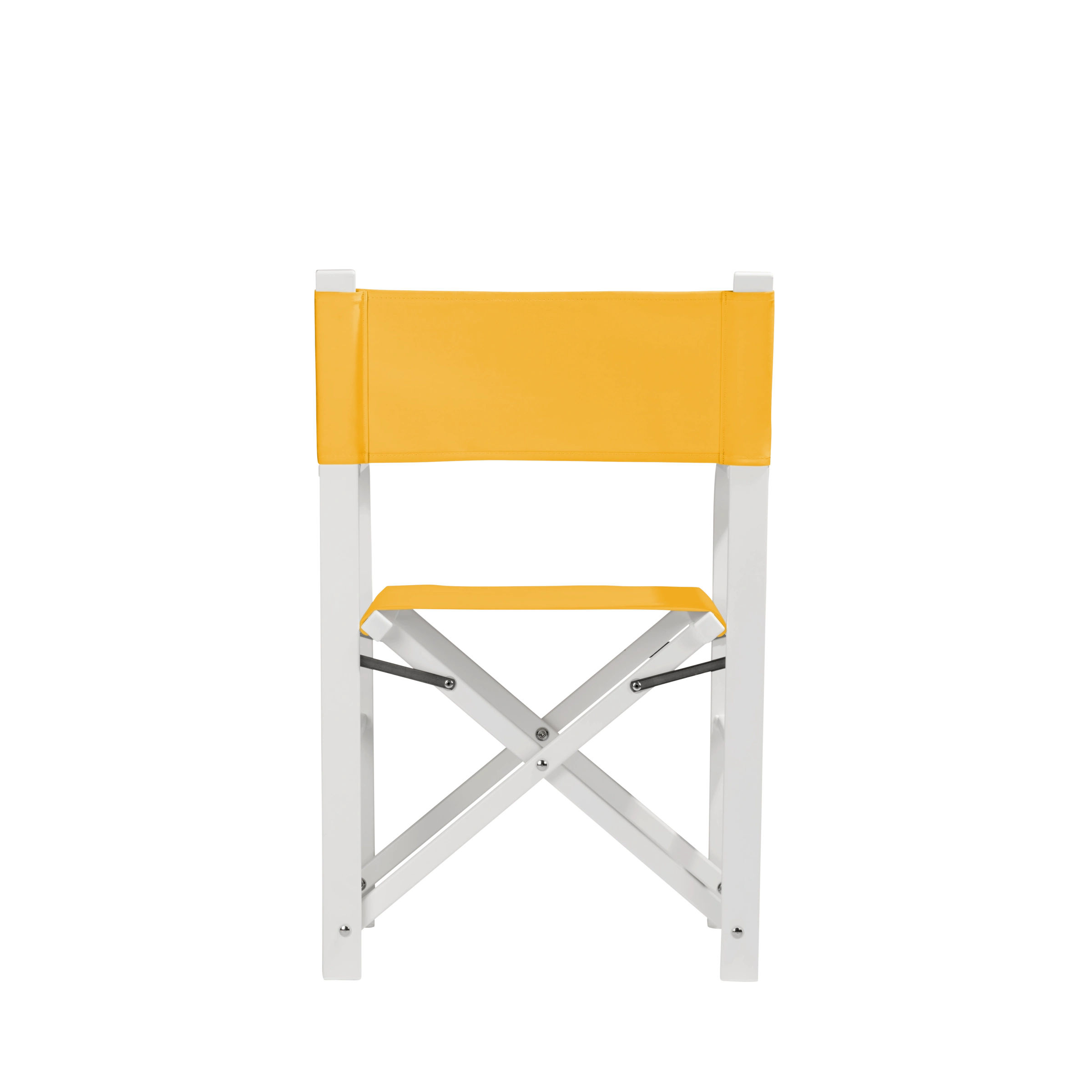 Regiestuhl Sofia aus weißem Aluminium mit gelbem Bezug, Rückansicht
#Alu | Set (Farbe)_gelb