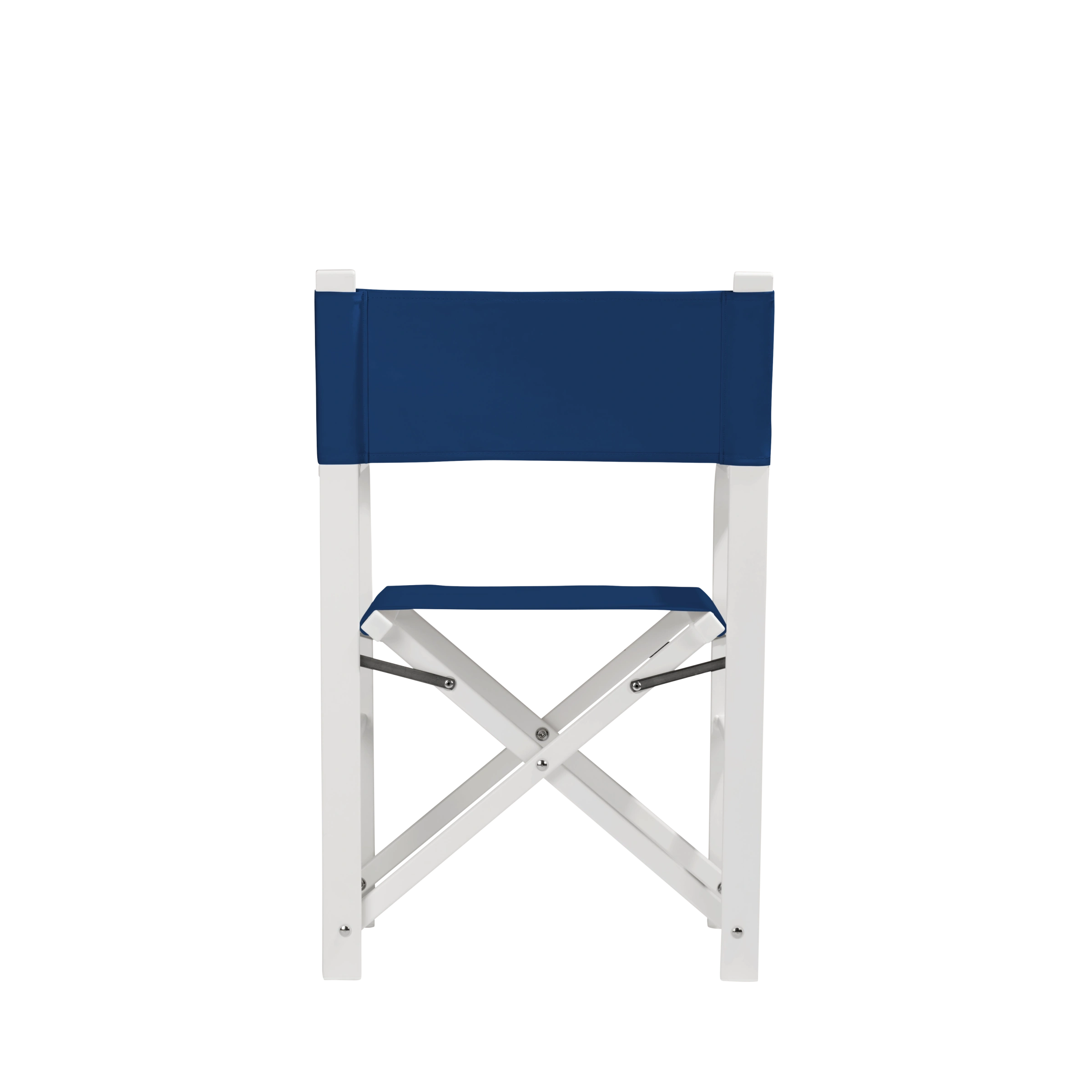 Regiestuhl Sofia aus weißem Aluminium mit Bezug in marine, Rückansicht
#Alu | Set (Farbe)_marine