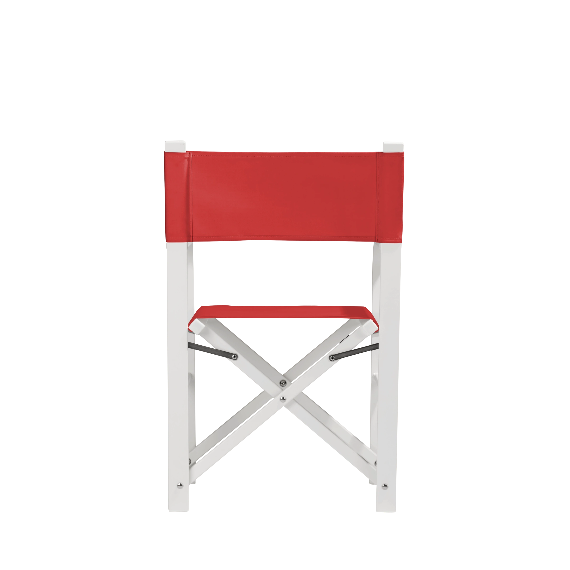 Regiestuhl Sofia aus weißem Aluminium mit Bezug in rivarot, Rückansicht
#Alu | Set (Farbe)_rivarot