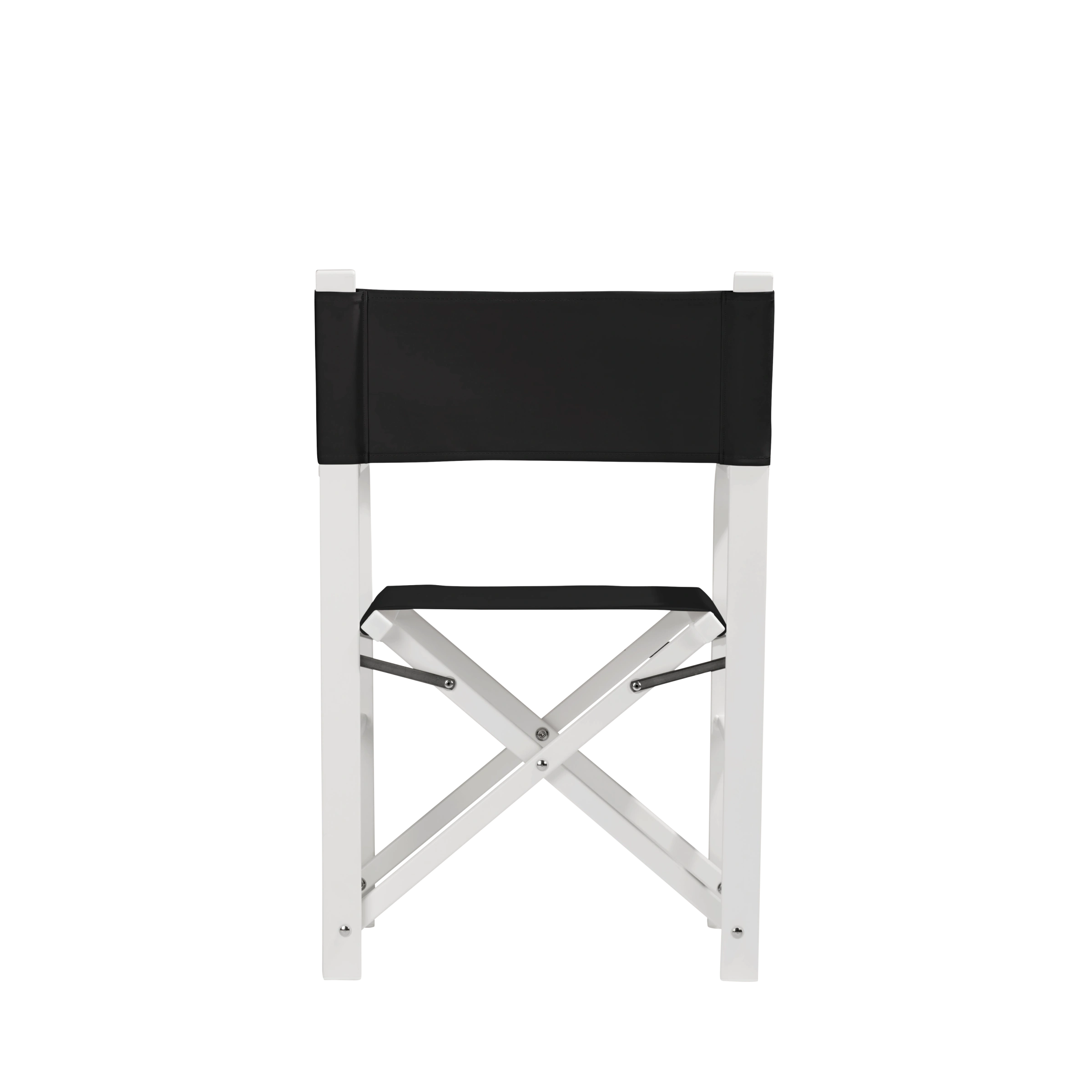 Regiestuhl Sofia aus weißem Aluminium mit schwarzem Bezug, Rückansicht
#Alu | Set (Farbe)_schwarz
