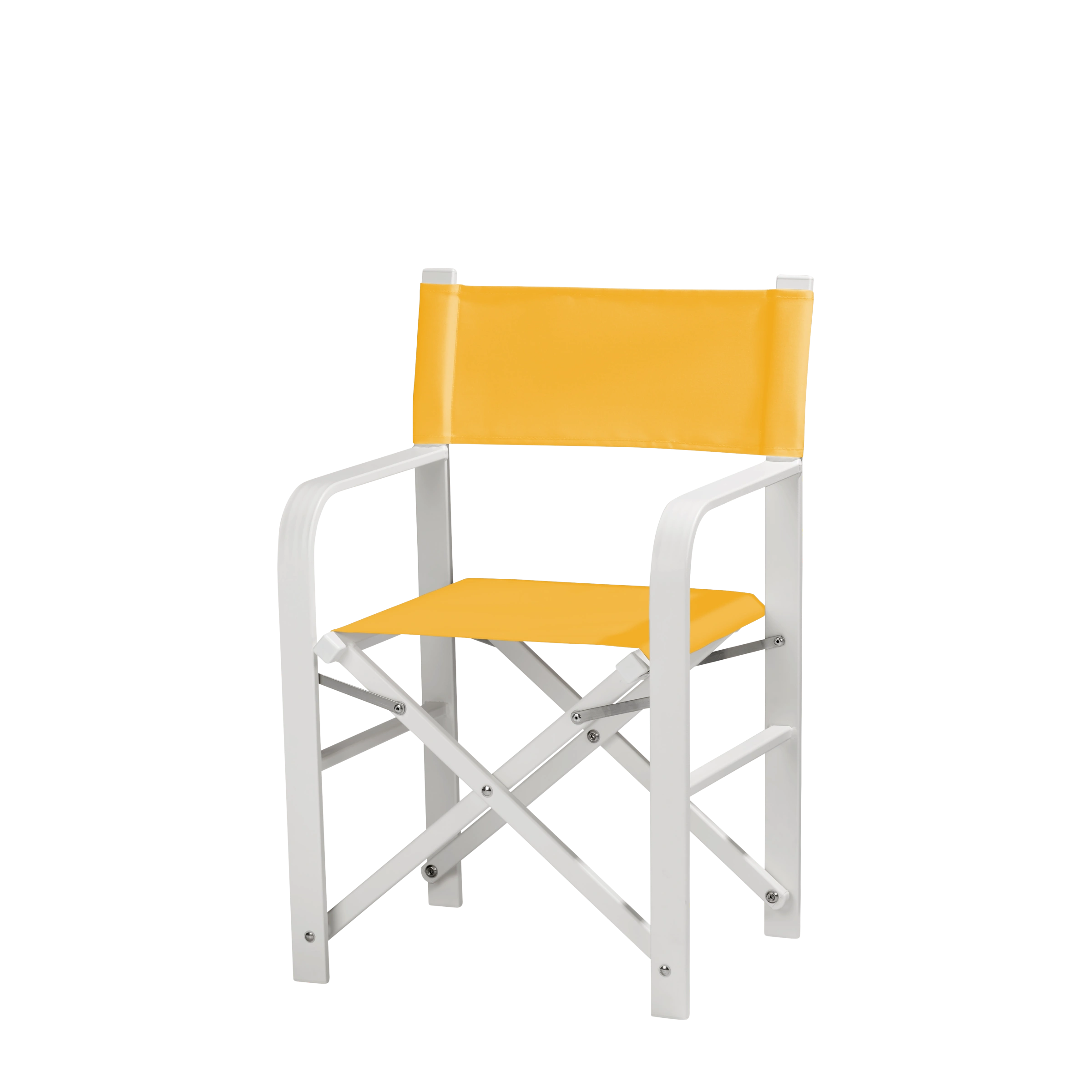 Regiestuhl Sofia aus weißem Aluminium mit gelbem Bezug, Seitenansicht
#Alu | Set (Farbe)_gelb