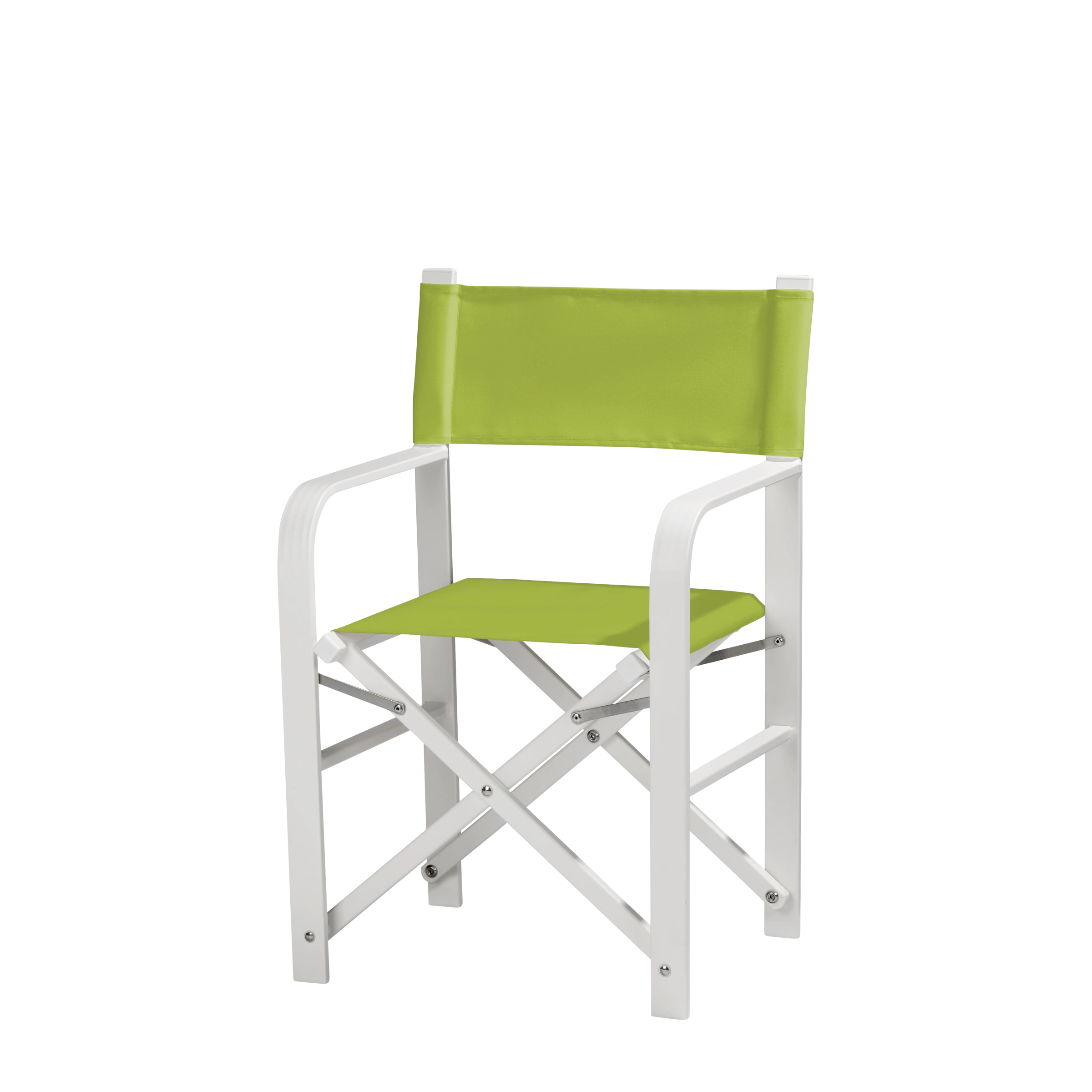 Regiestuhl Sofia aus weißem Aluminium mit hellgrünem Bezug, Seitenansicht
#Alu | Set (Farbe)_hellgrün