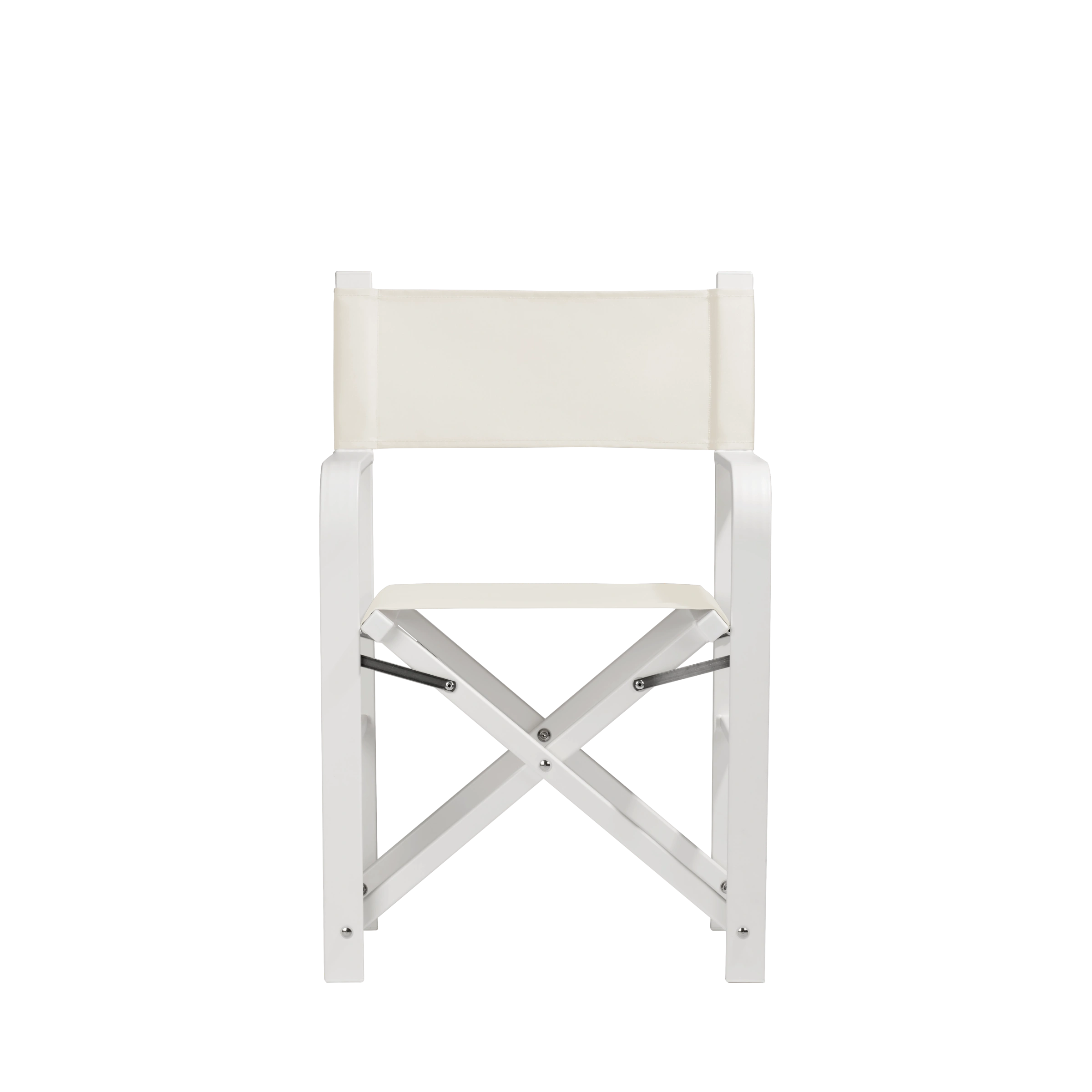 Regiestuhl Sofia aus weißem Aluminium mit weißem Bezug, Frontalansicht
#Alu | Set (Farbe)_weiß