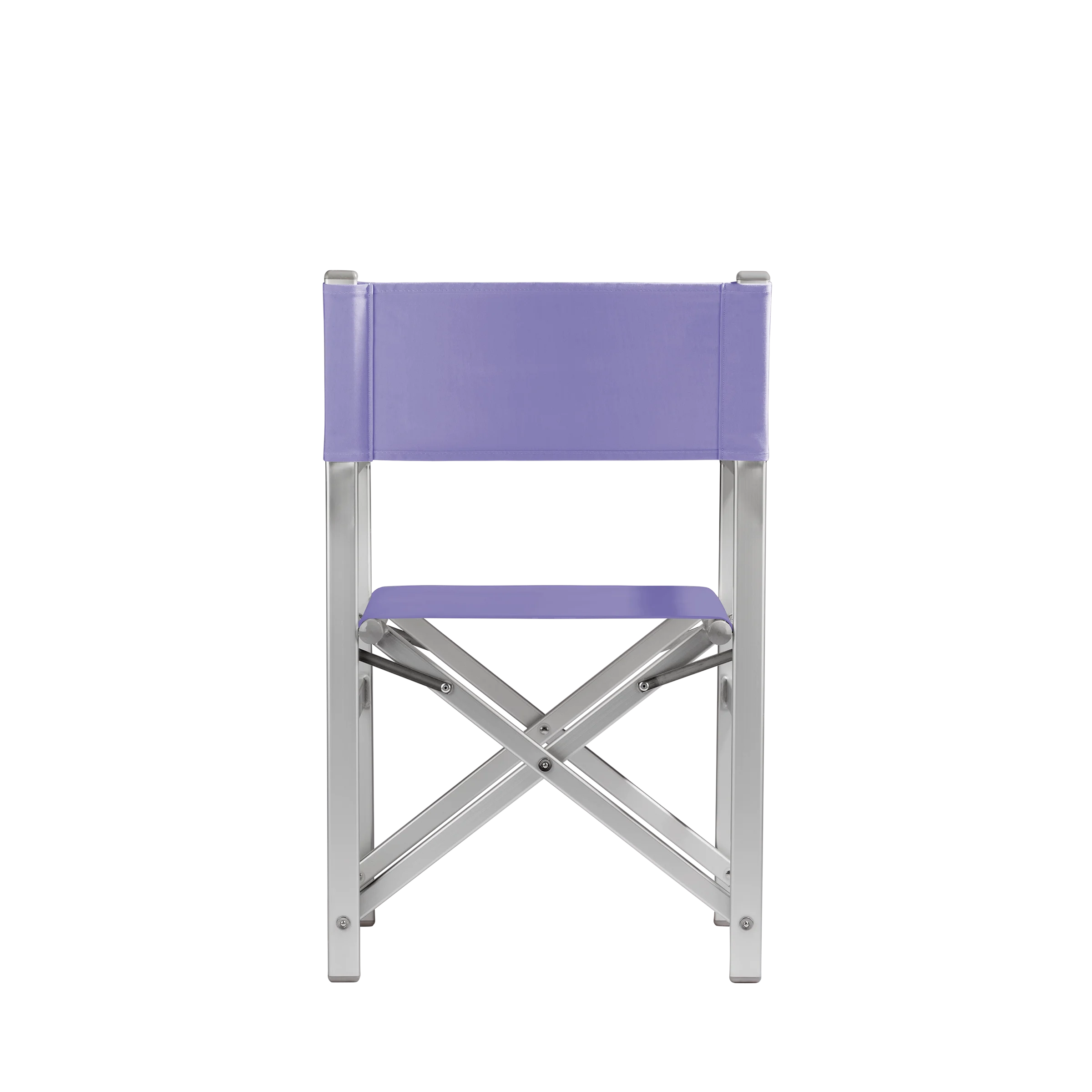 Regiestuhl Stanley aus silbernem Aluminium mit Bezug in flieder, Rückansicht
#Alu | Set (Farbe)_flieder