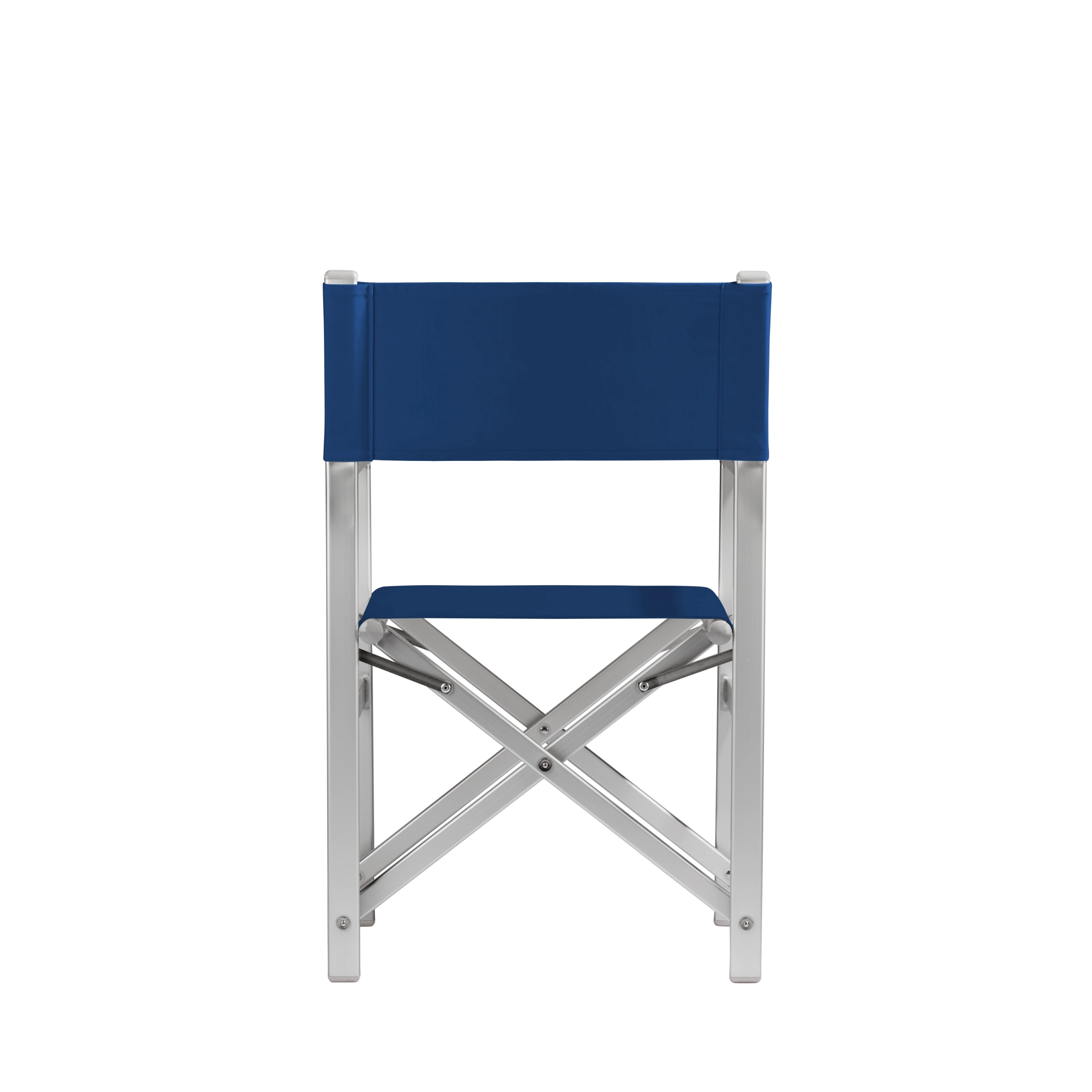 Regiestuhl Stanley aus silbernem Aluminium mit Bezug in marine, Rückansicht
#Alu | Set (Farbe)_marine