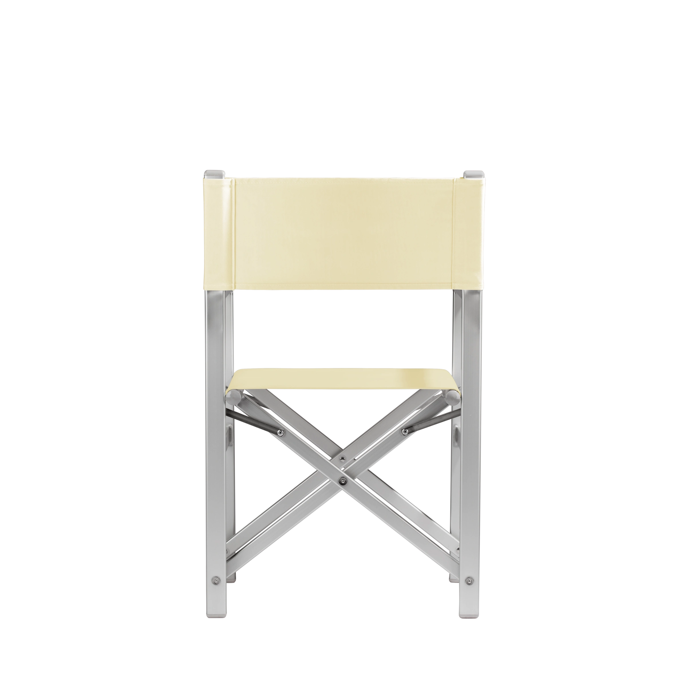 Regiestuhl Stanley aus silbernem Aluminium mit Bezug in vanille, Rückansicht
#Alu | Set (Farbe)_vanille