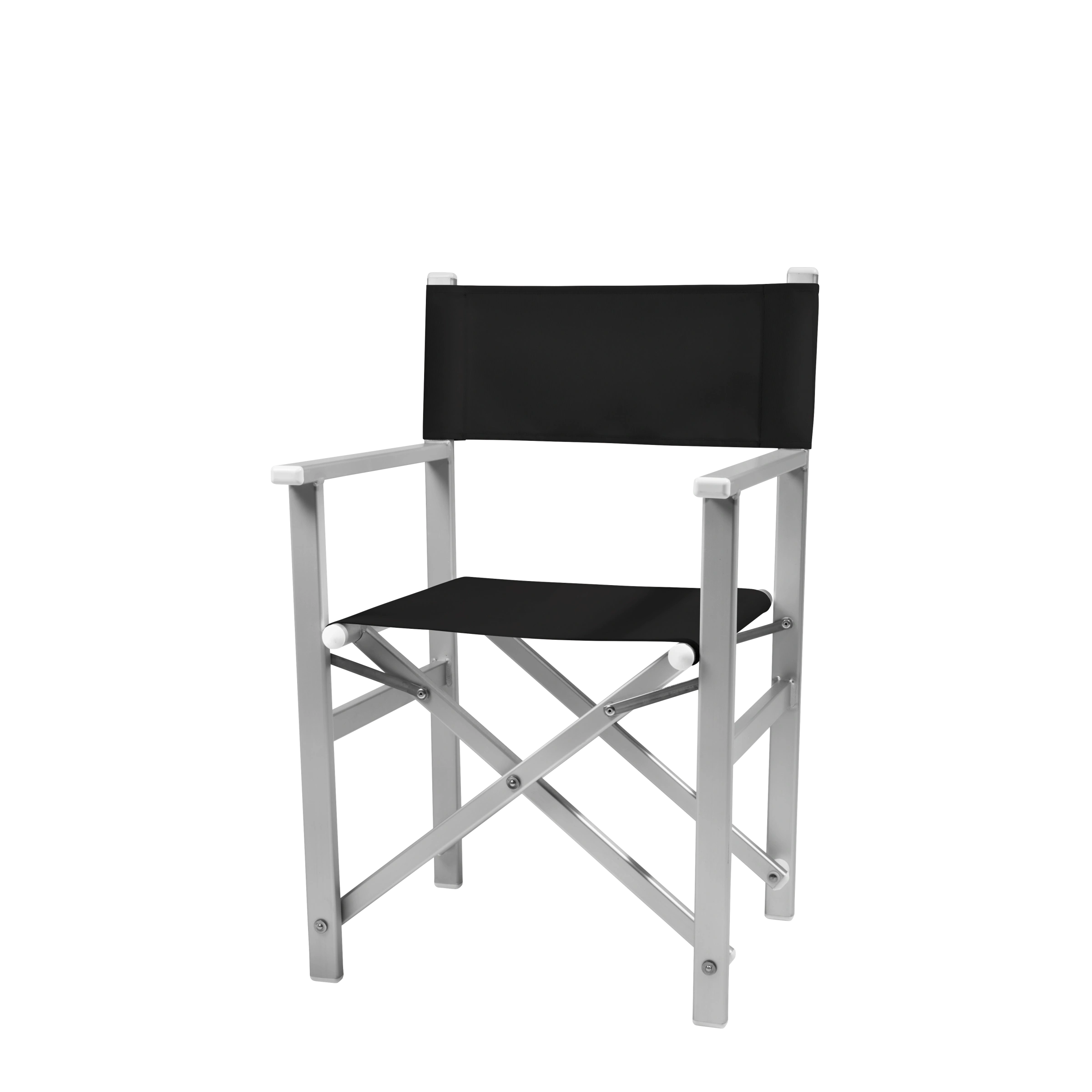 Regiestuhl Stanley aus silbernem Aluminium mit schwarzem Bezug, Seitenansicht
#Alu | Set (Farbe)_schwarz