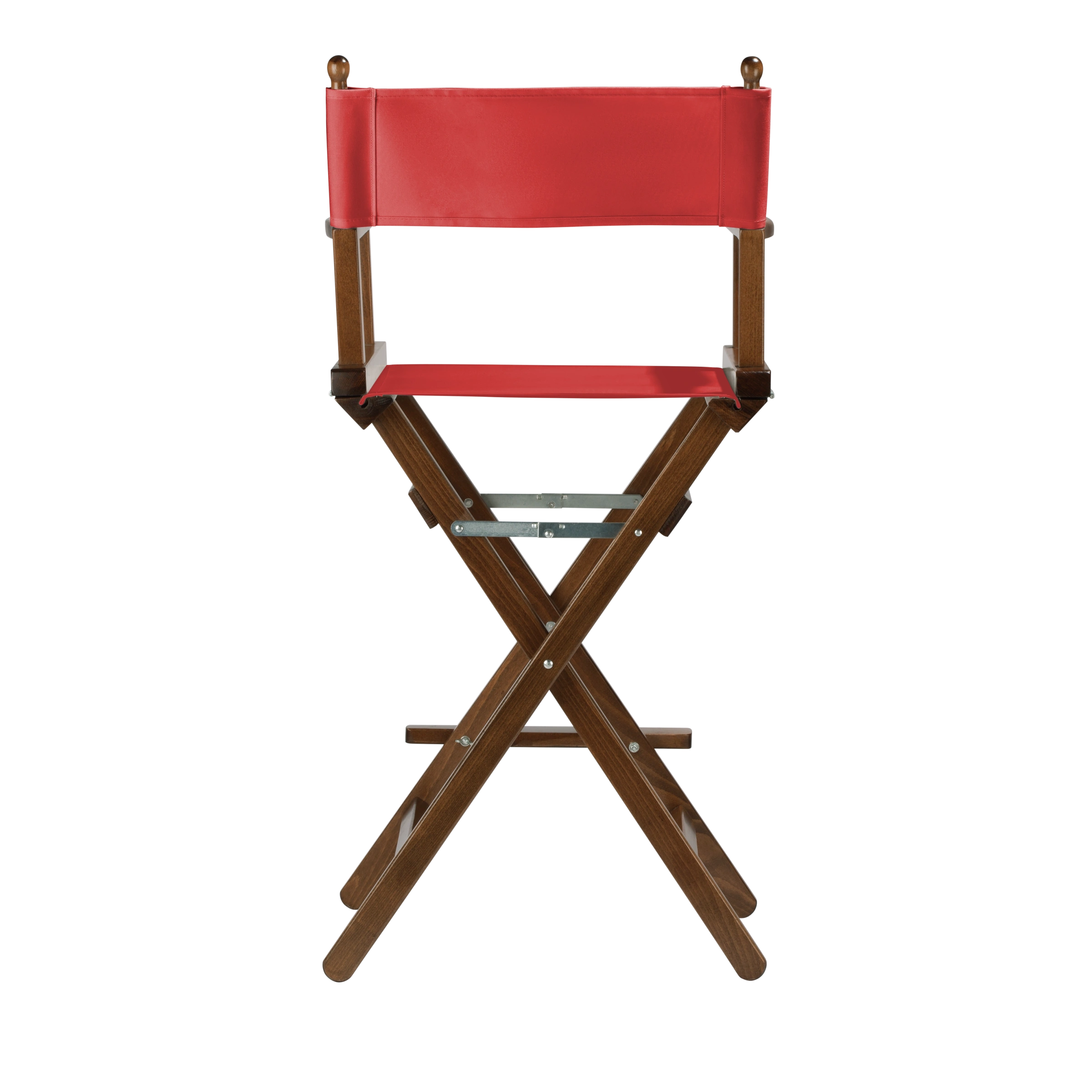 Regiestuhl Steven aus braunem Buchenholz mit Bezug in rivarot, Rückansicht
#Classic | Set (Farbe)_rivarot