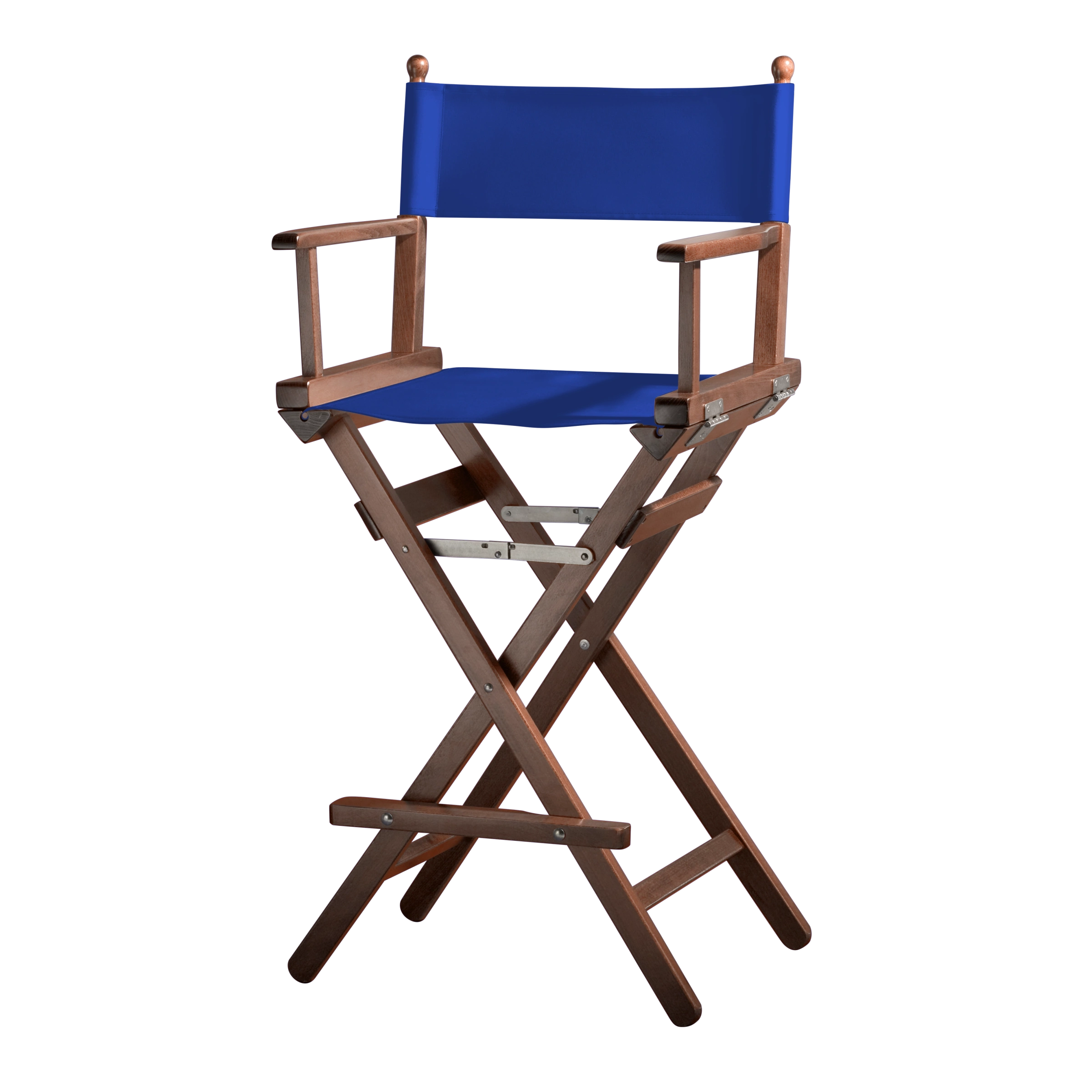 Regiestuhl Steven aus braunem Buchenholz mit dunkelblauem Bezug, Seitenansicht
#Classic | Set (Farbe)_dunkelblau