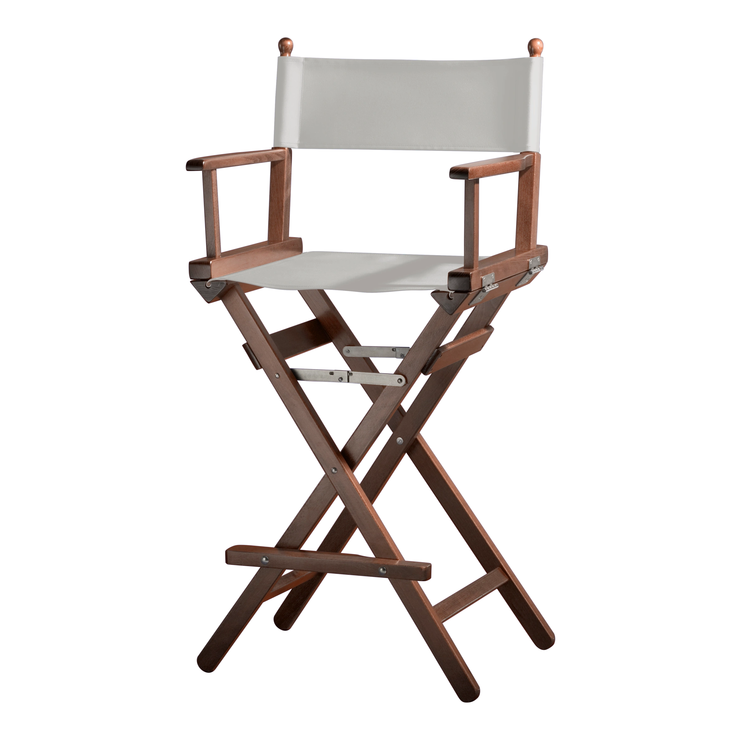 Regiestuhl Steven aus braunem Buchenholz mit hellgrauem Bezug, Seitenansicht
#Classic | Set (Farbe)_hellgrau