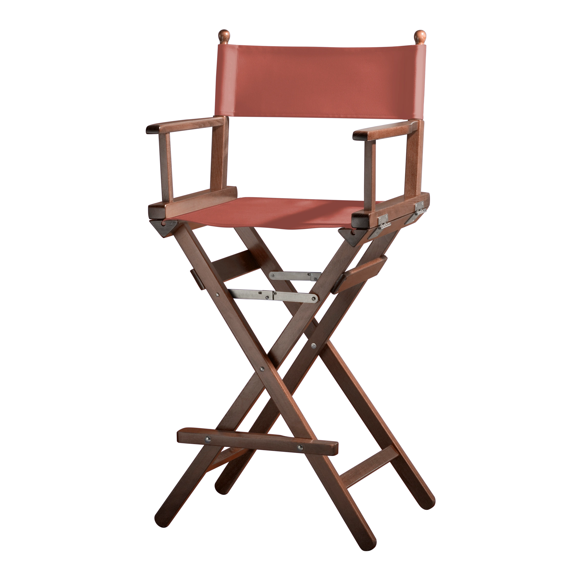 Regiestuhl Steven aus braunem Buchenholz mit Bezug in terracotta, Seitenansicht
#Classic | Set (Farbe)_terracotta