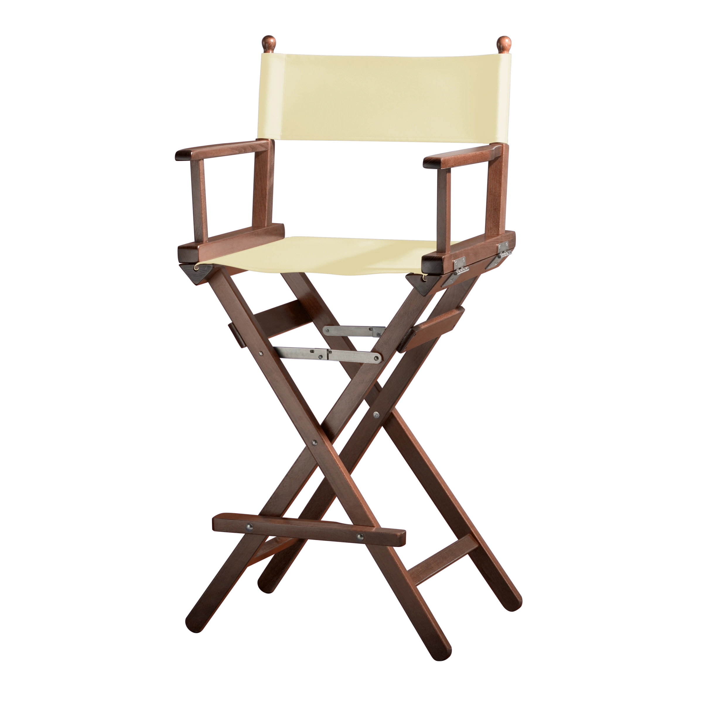 Regiestuhl Steven aus braunem Buchenholz mit Bezug in vanille, Seitenansicht
#Classic | Set (Farbe)_vanille