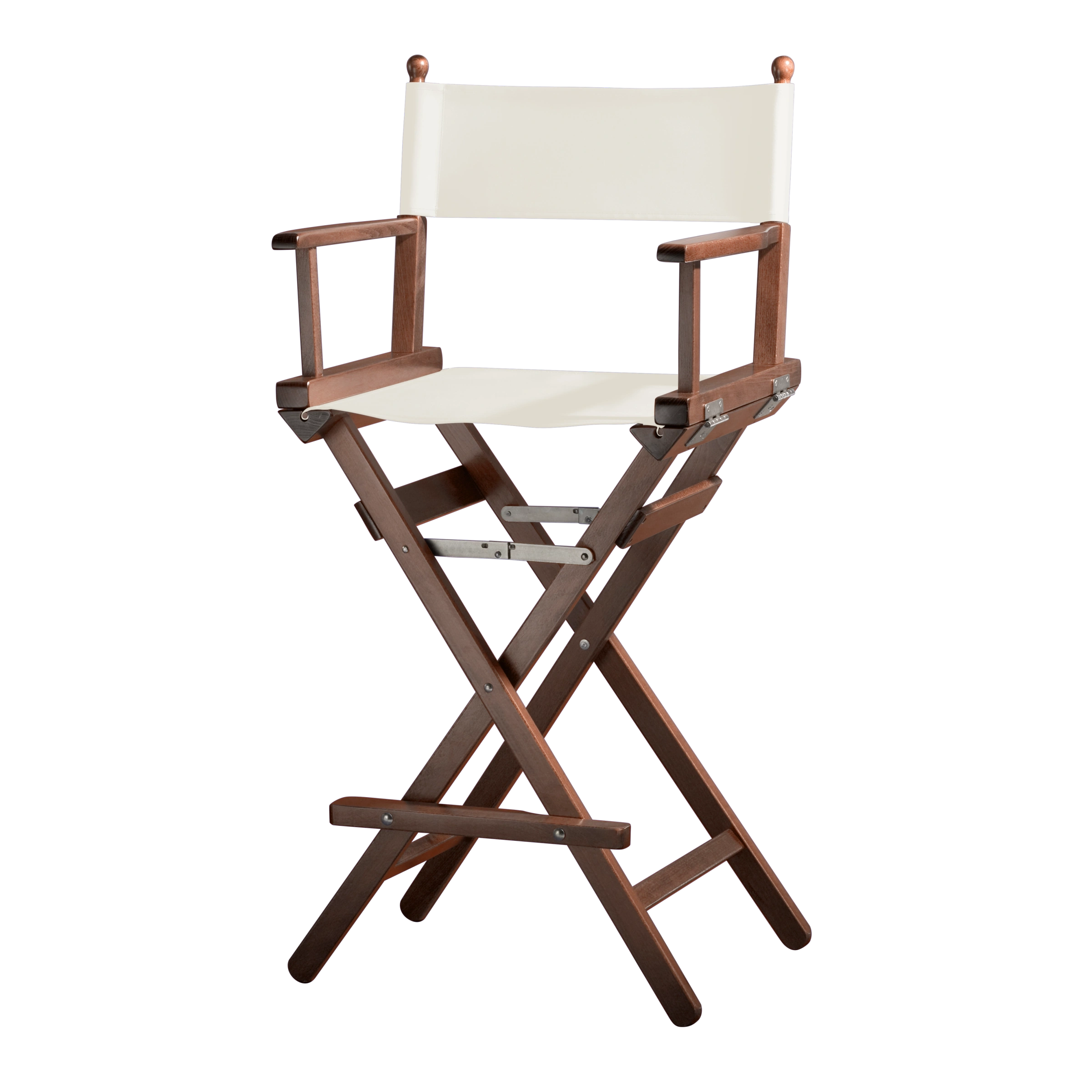 Regiestuhl Steven aus braunem Buchenholz mit weißem Bezug, Seitenansicht
#Classic | Set (Farbe)_weiß