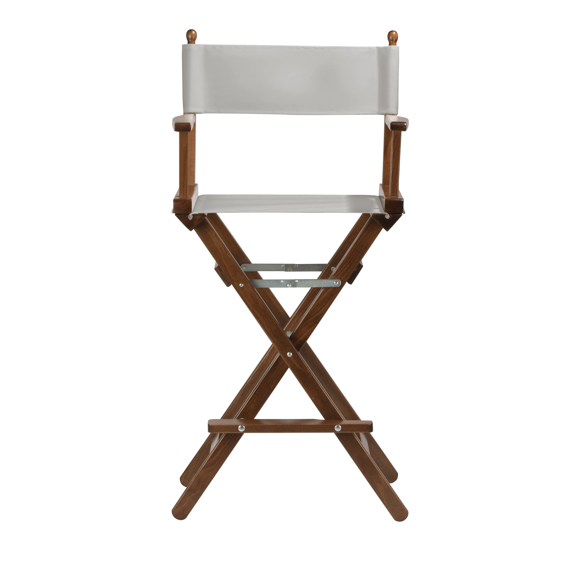 Regiestuhl Steven aus braunem Buchenholz mit hellgrauem Bezug, Frontalansicht
#Classic | Set (Farbe)_hellgrau