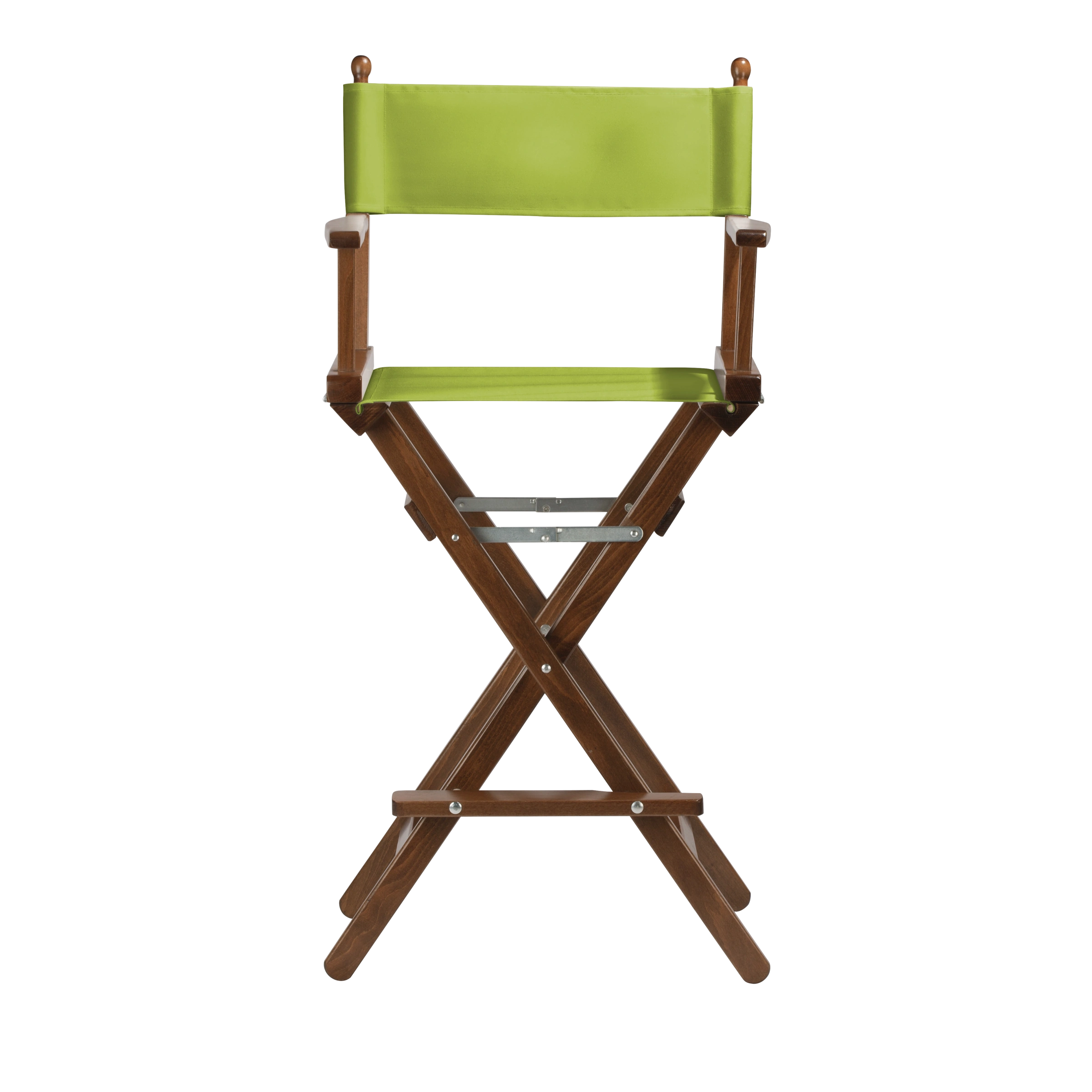 Regiestuhl Steven aus braunem Buchenholz mit hellgrünem Bezug, Frontalansicht
#Classic | Set (Farbe)_hellgrün