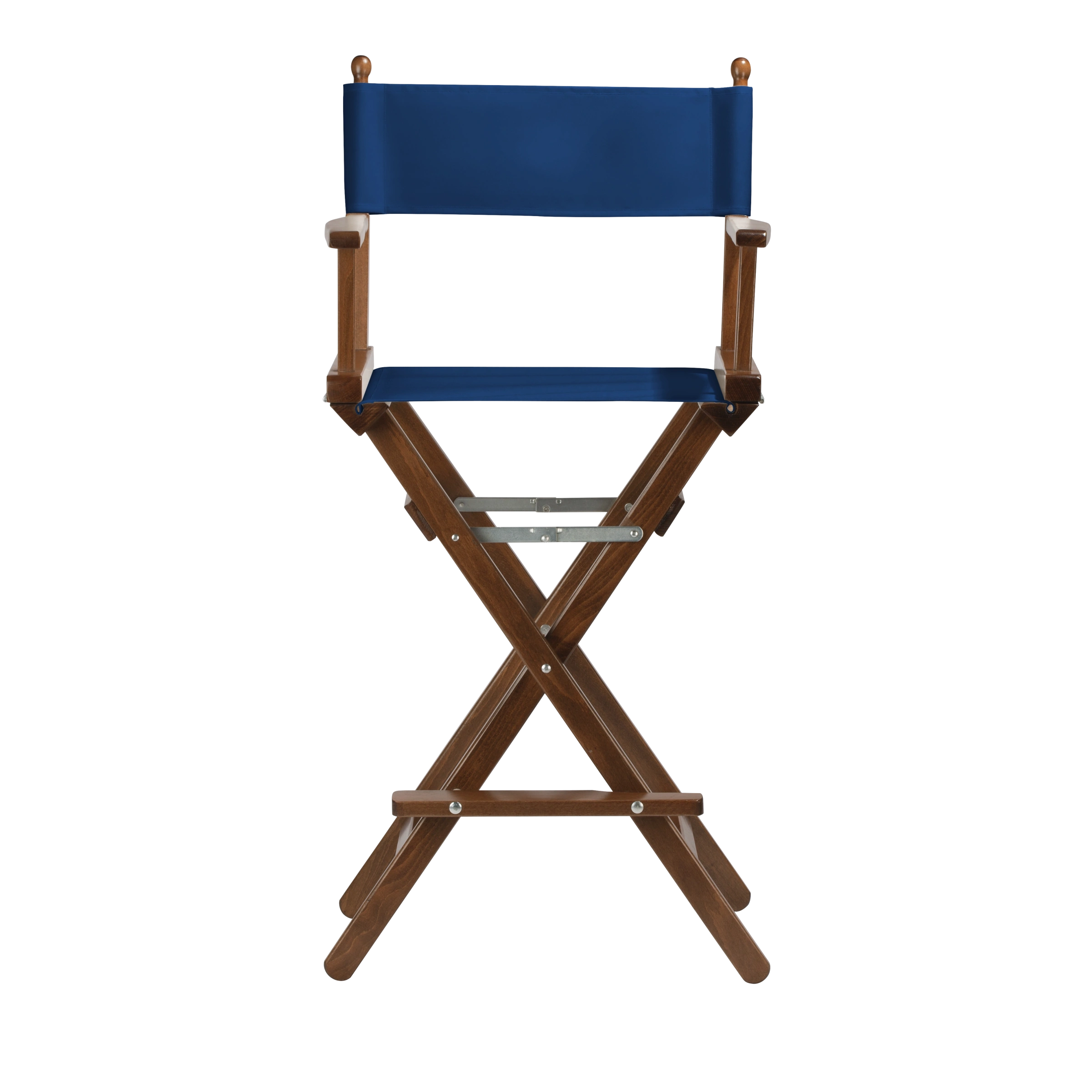 Regiestuhl Steven aus braunem Buchenholz mit Bezug in marine, Frontalansicht
#Classic | Set (Farbe)_marine