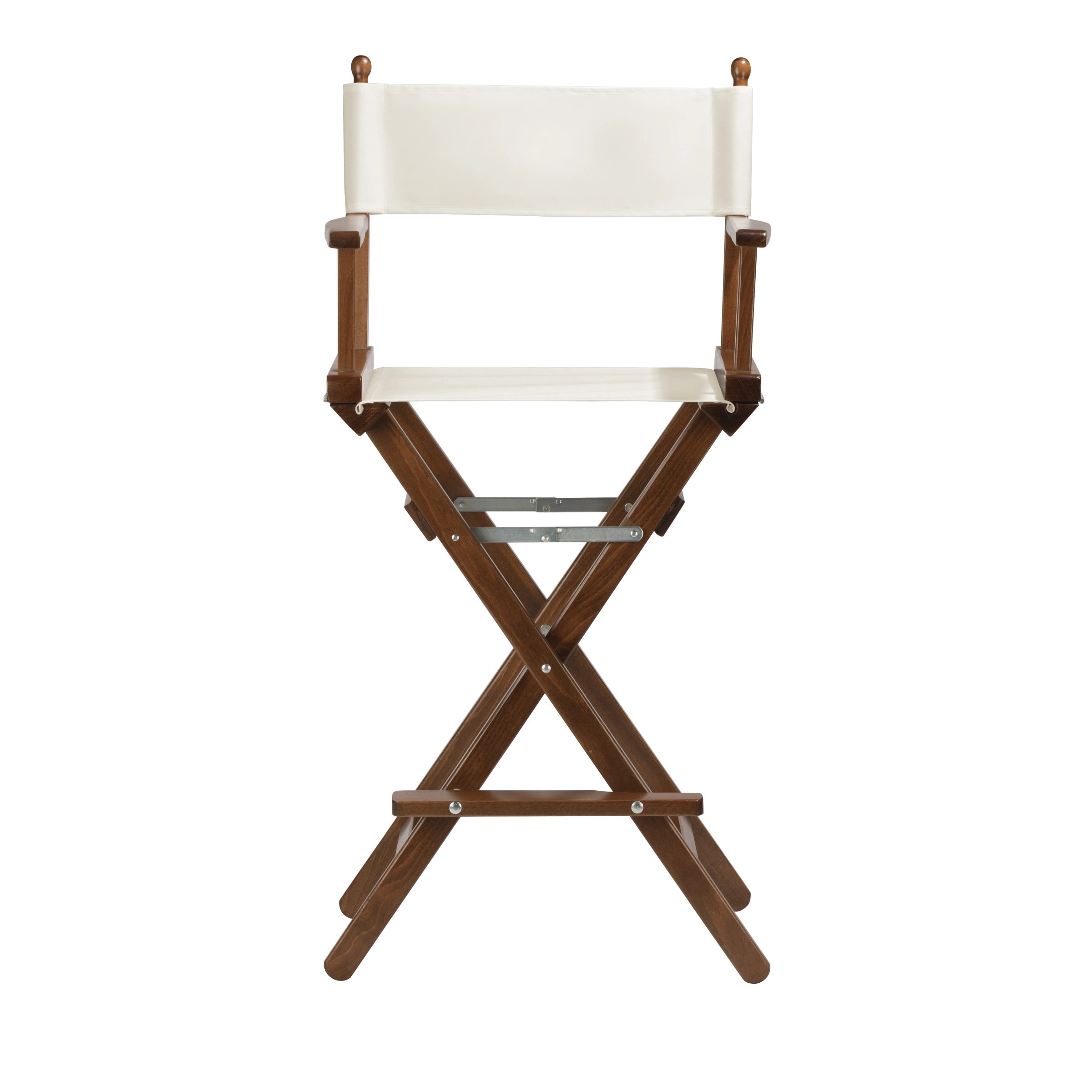 Regiestuhl Steven aus braunem Buchenholz mit weißem Bezug, Frontalansicht
#Classic | Set (Farbe)_weiß