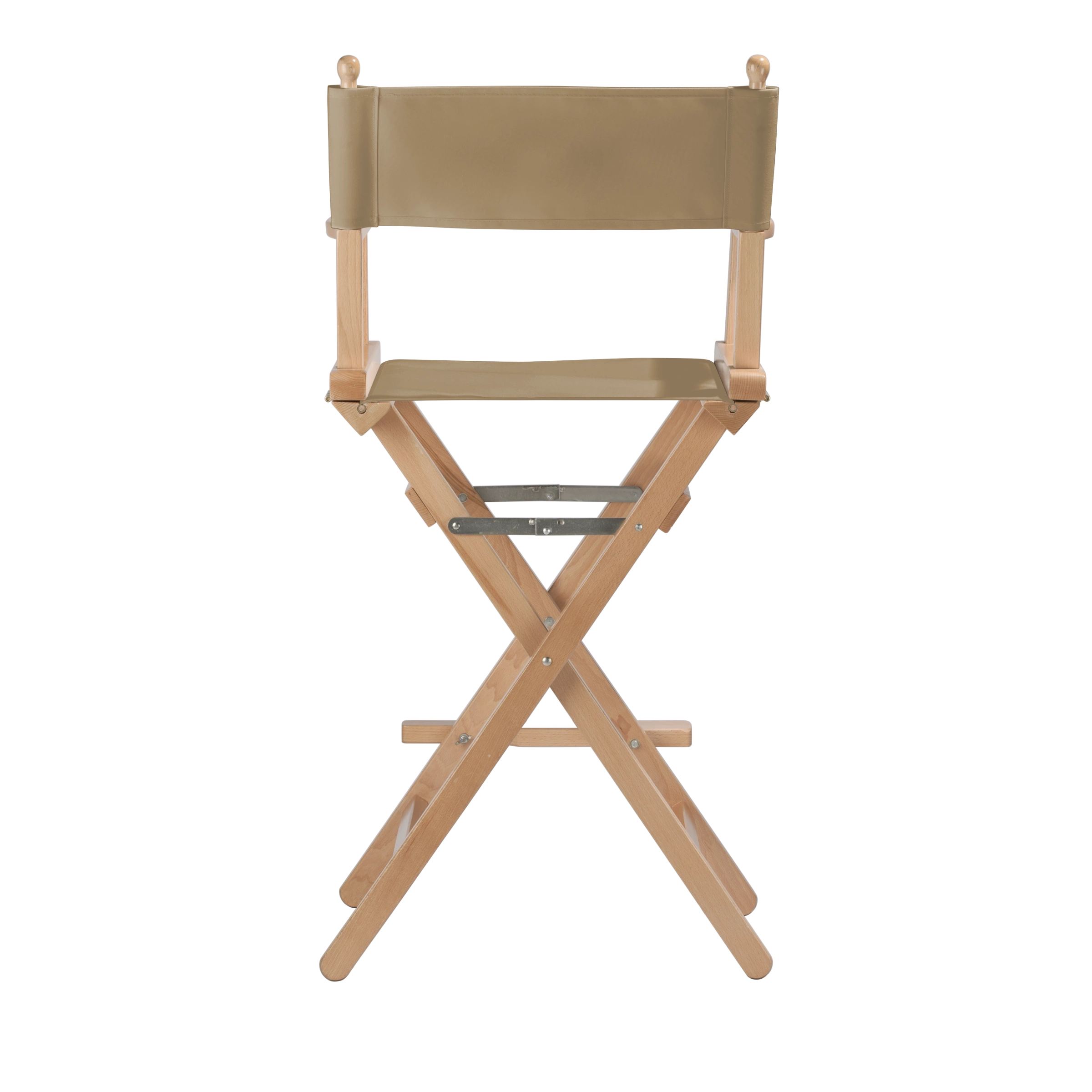 Regiestuhl Steven aus naturfarbenem Buchenholz mit Bezug in grau-beige, Rückansicht
#Classic | Set (Farbe)_grau-beige