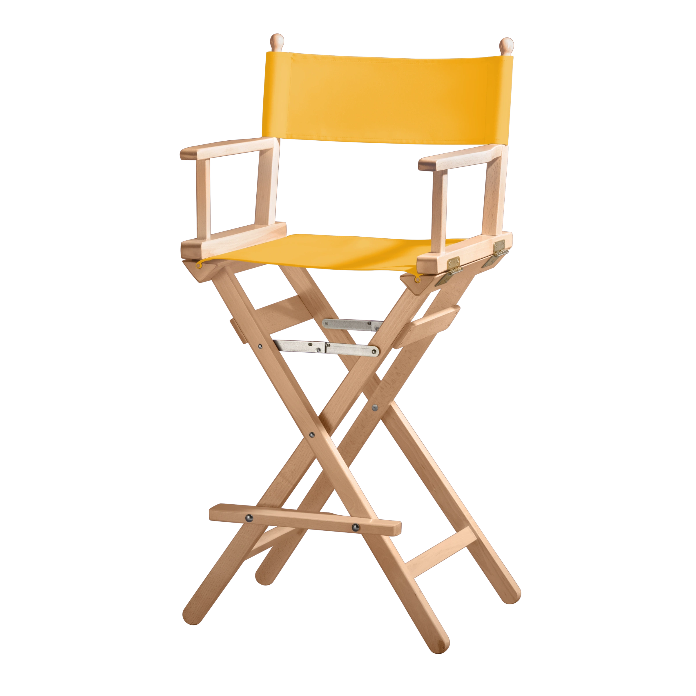Regiestuhl Steven aus naturfarbenem Buchenholz mit gelbem Bezug, Seitenansicht
#Classic | Set (Farbe)_gelb