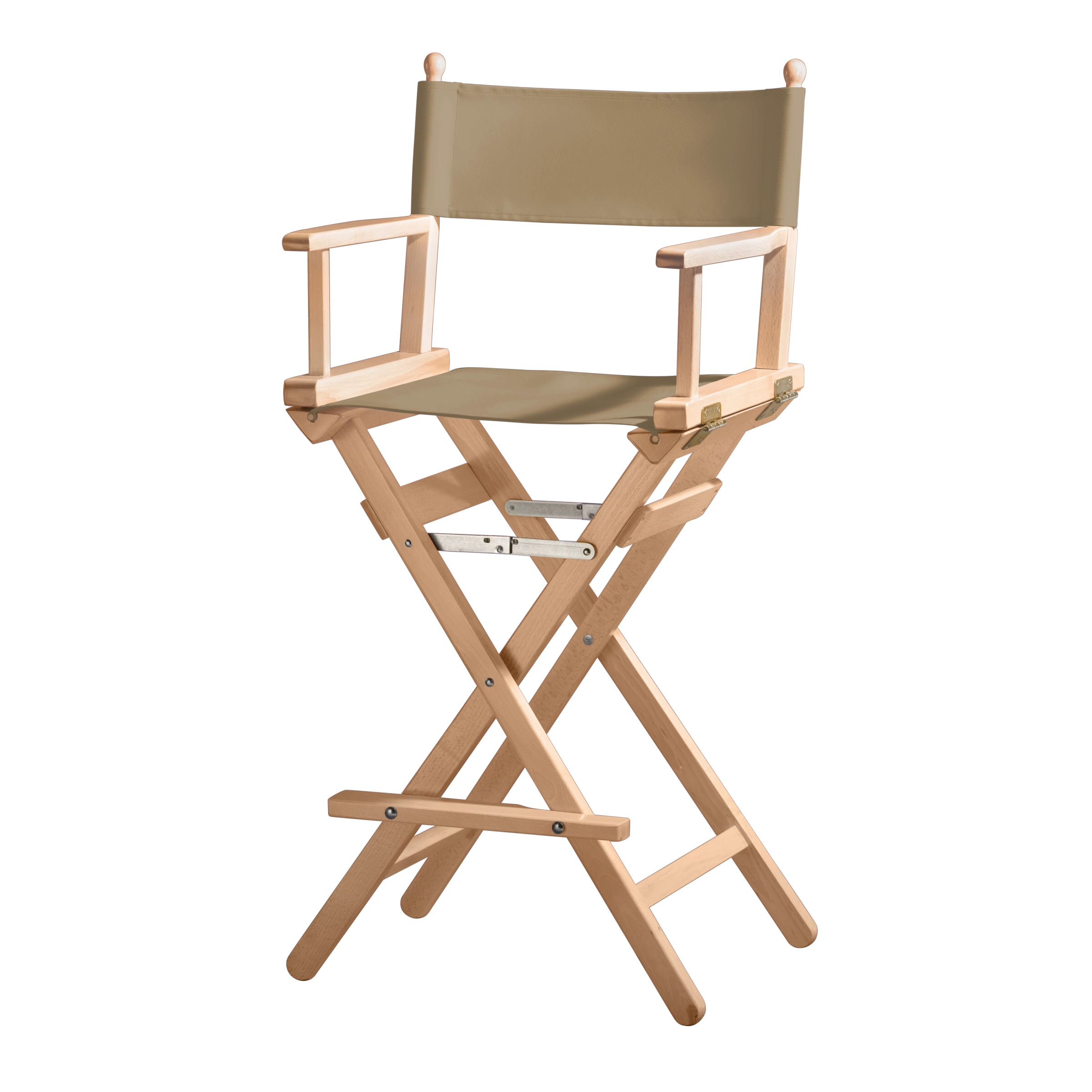 Regiestuhl Steven aus naturfarbenem Buchenholz mit Bezug in grau-beige, Seitenansicht
#Classic | Set (Farbe)_grau-beige