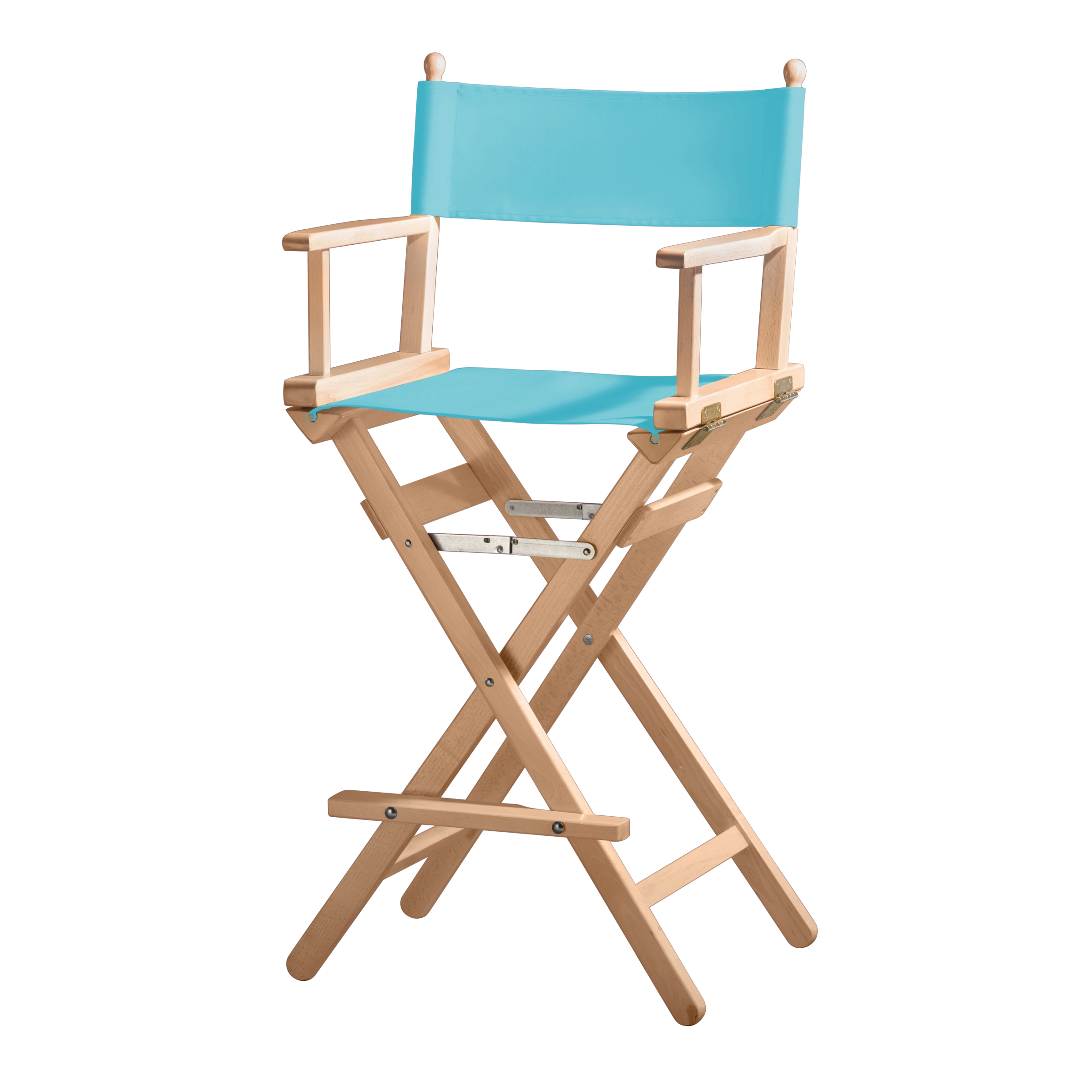 Regiestuhl Steven aus naturfarbenem Buchenholz mit hellblauem Bezug, Seitenansicht
#Classic | Set (Farbe)_hellblau