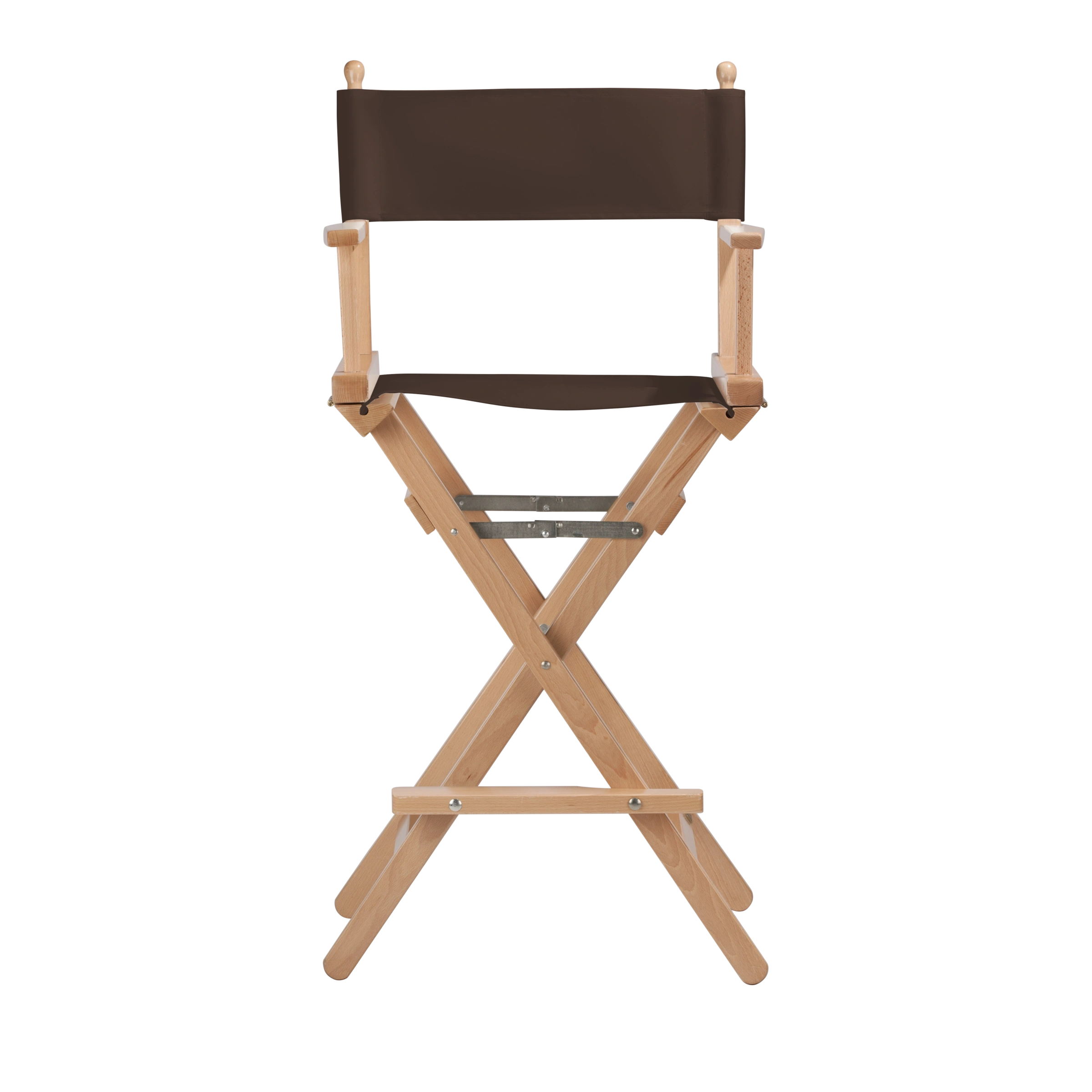 Regiestuhl Steven aus naturfarbenem Buchenholz mit Bezug in caffé, Frontalansicht
#Classic | Set (Farbe)_caffé