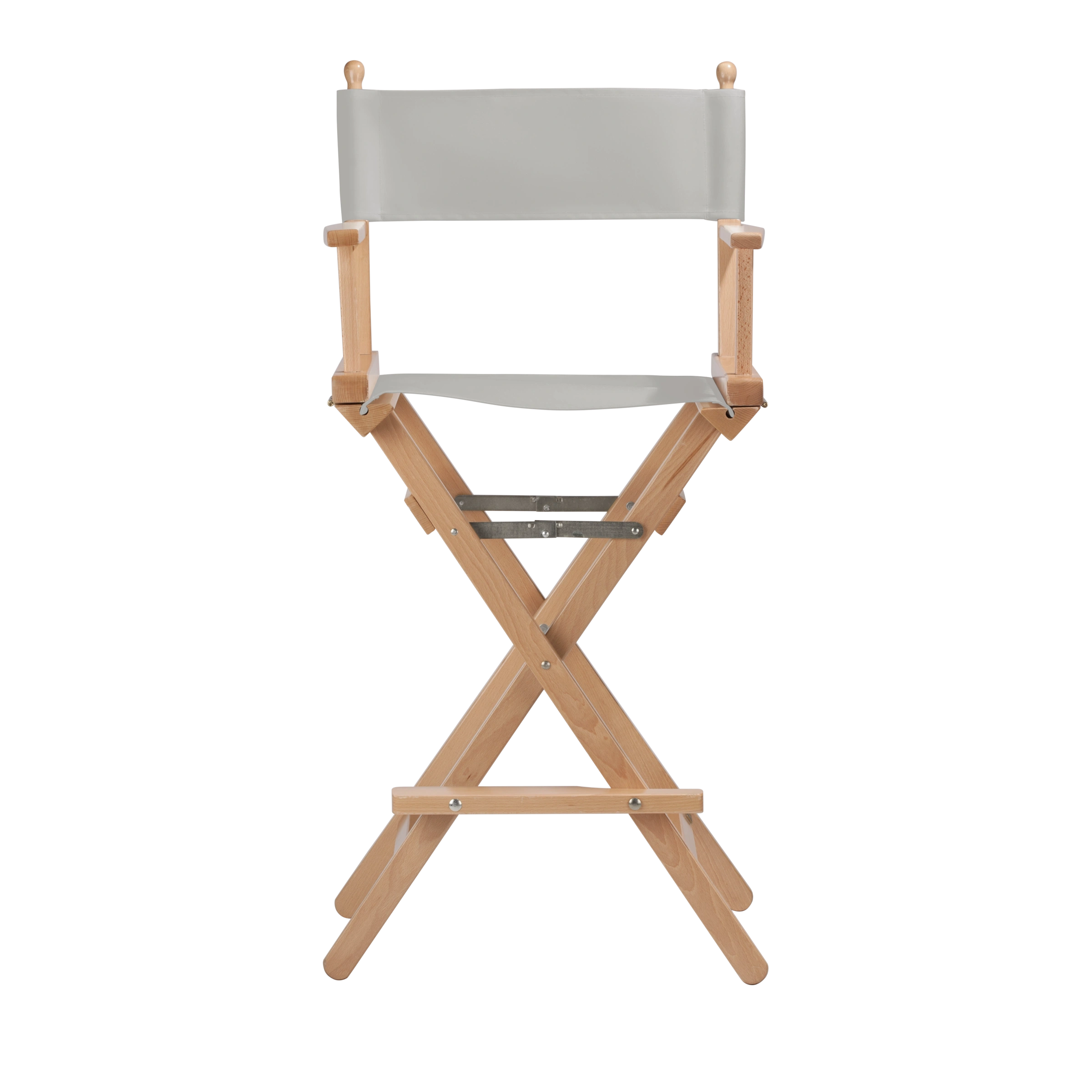 Regiestuhl Steven aus naturfarbenem Buchenholz mit hellgrauem Bezug, Frontalansicht
#Classic | Set (Farbe)_hellgrau